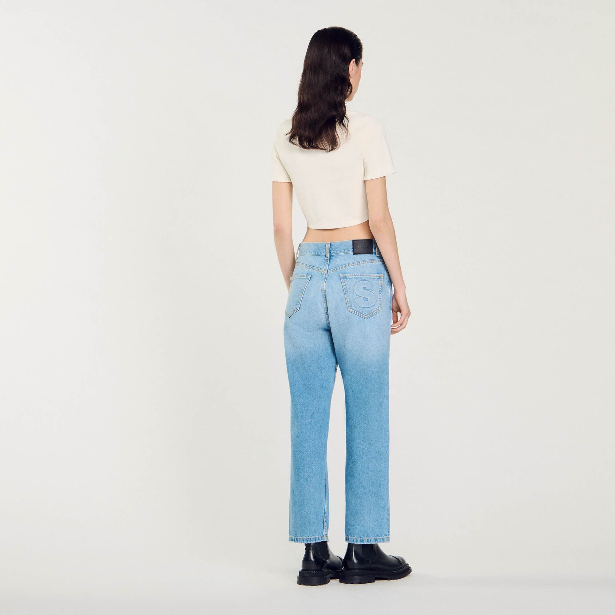 Low-rise straight-leg jeans