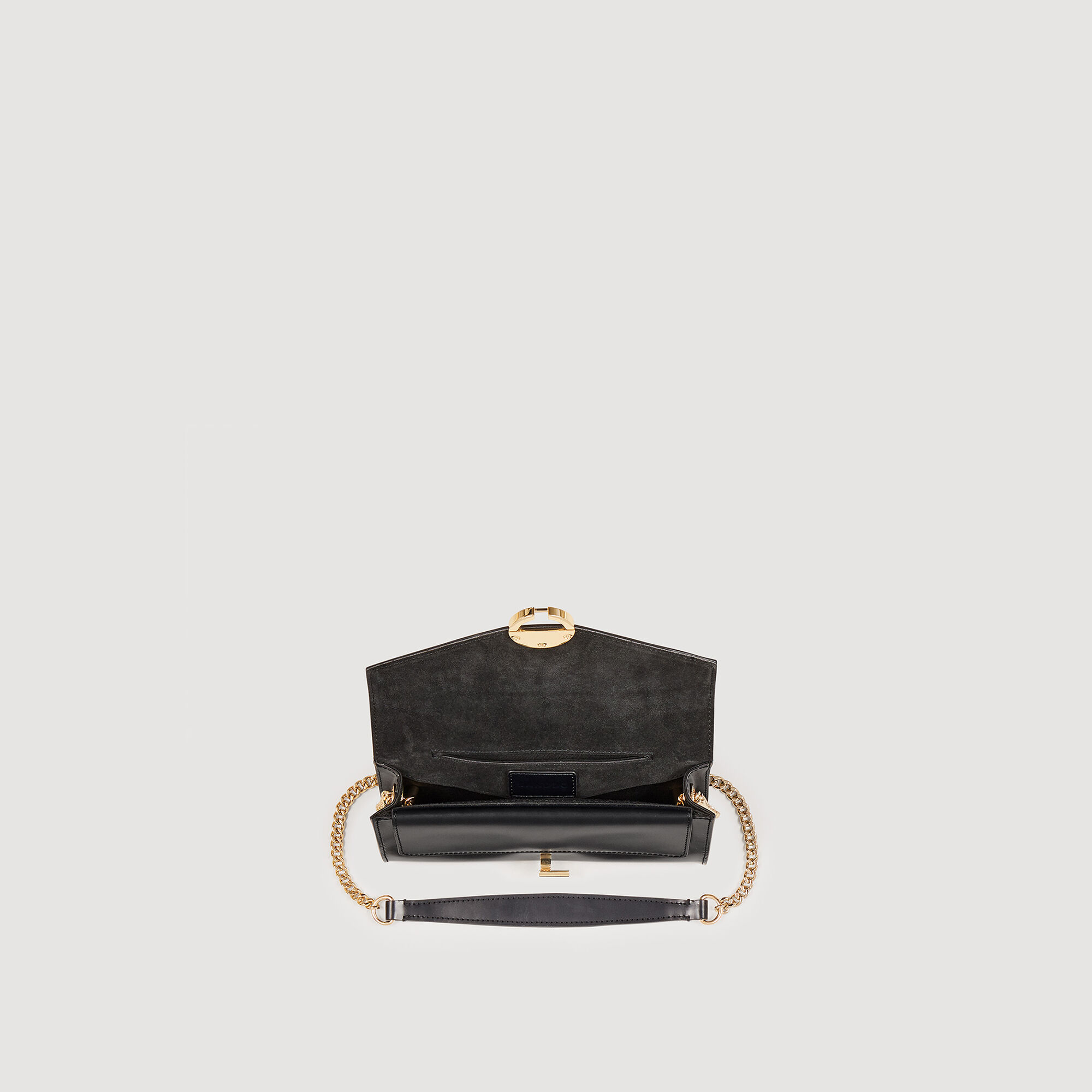 ＊人気＊ SANDRO  Yza スムースレザー バッグ スモール Yza small plain leather bag brown For Women | Sandro Paris