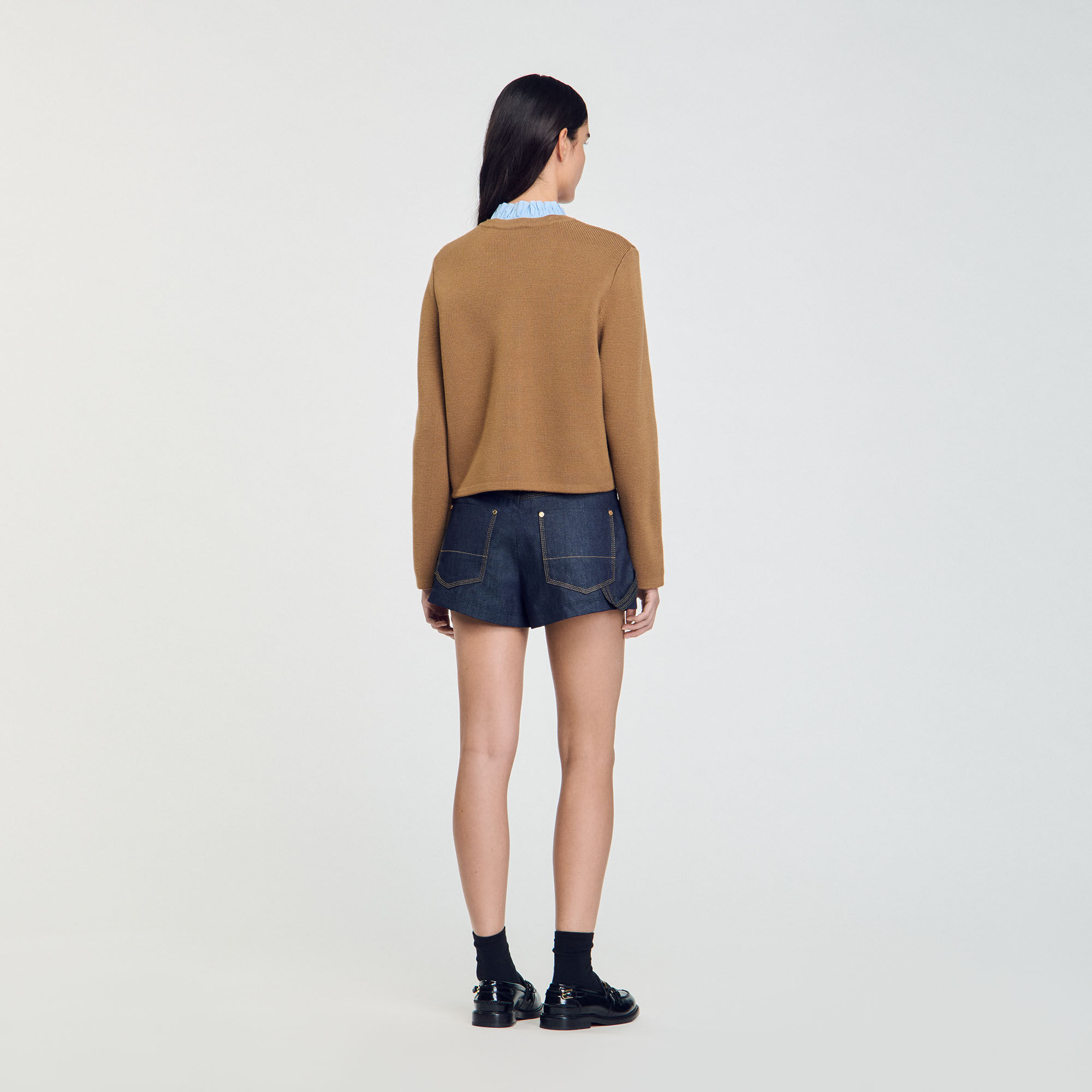 Knit Cardigan With Detachable Collar