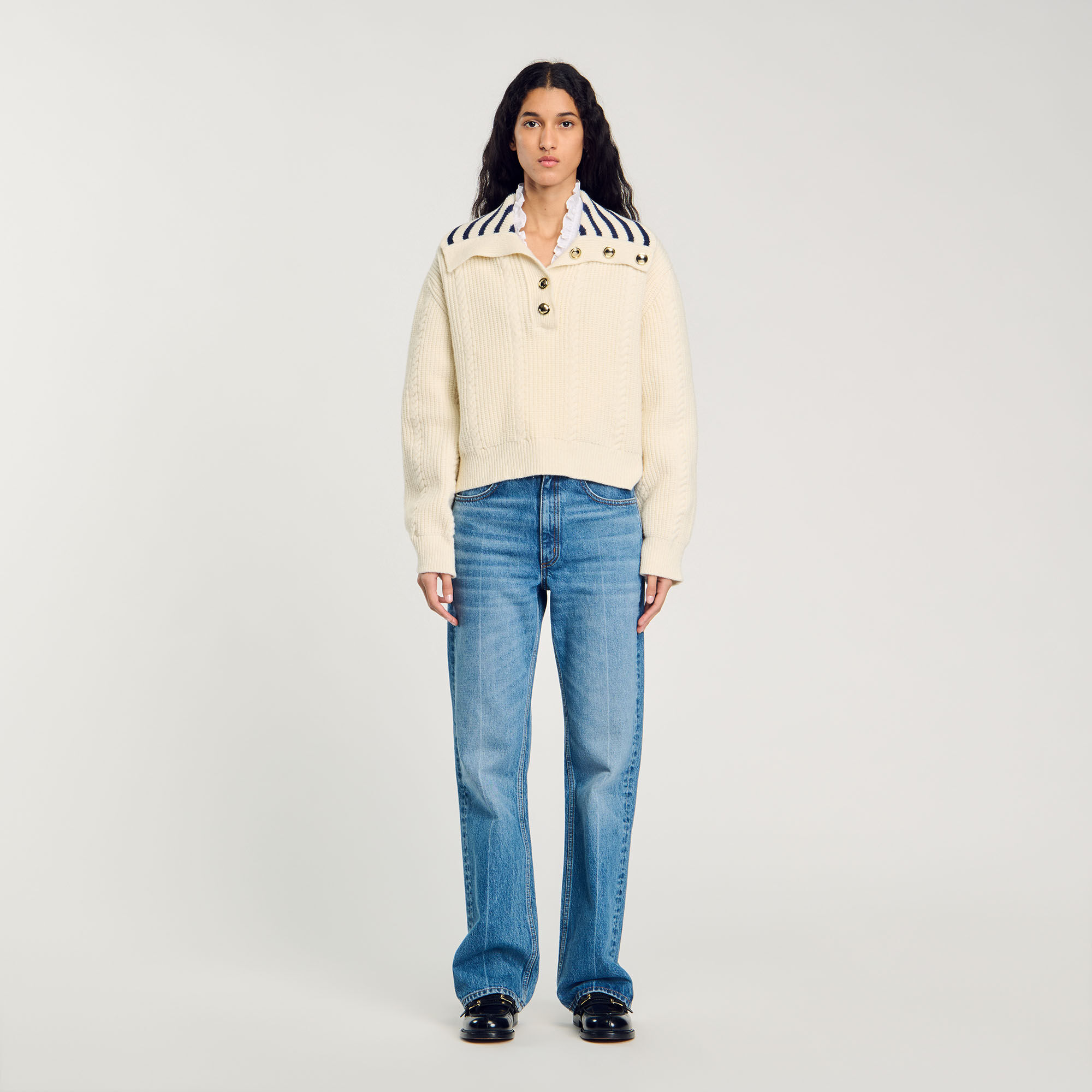 Stripy Sailor-Neck Sweater