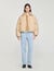 Puffer jacket with shearling collar
