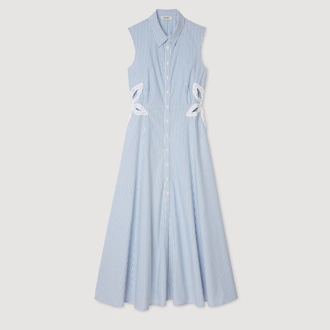 Striped embroidered maxi dress