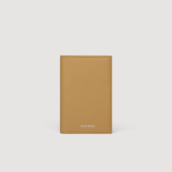 Grained leather card holder