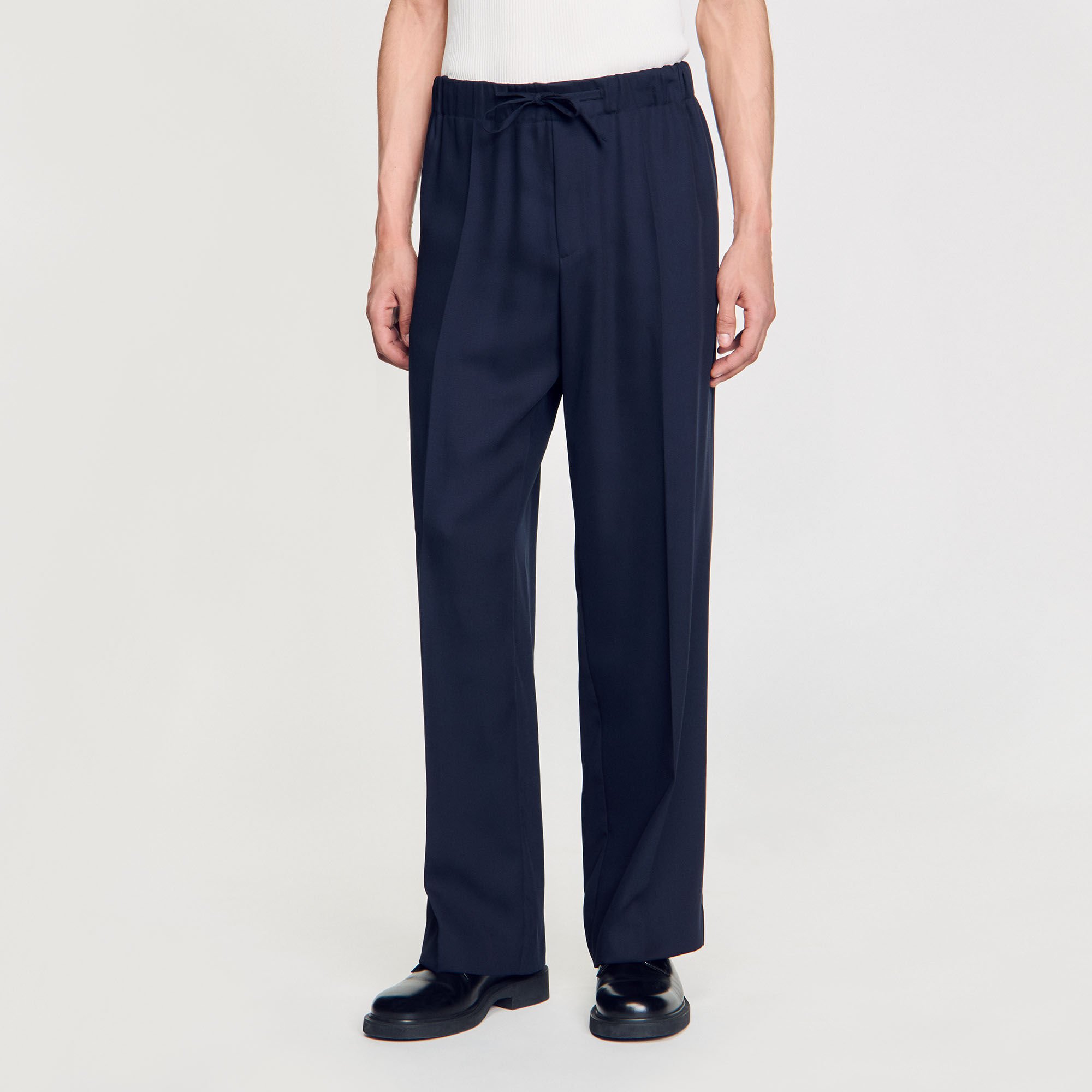 Elasticated wide-leg trousers