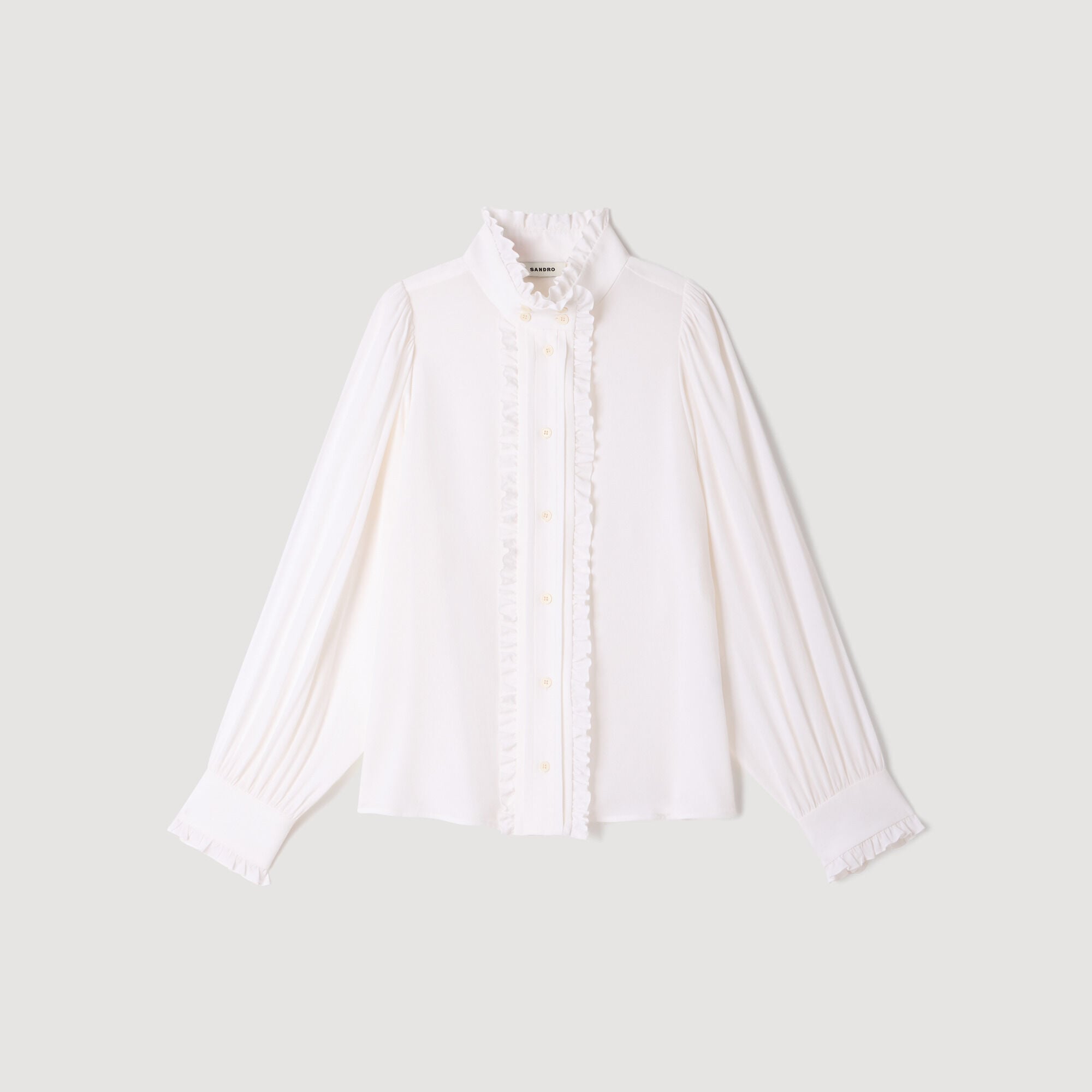 Silk shirt with gathered collar - Women | Sandro
