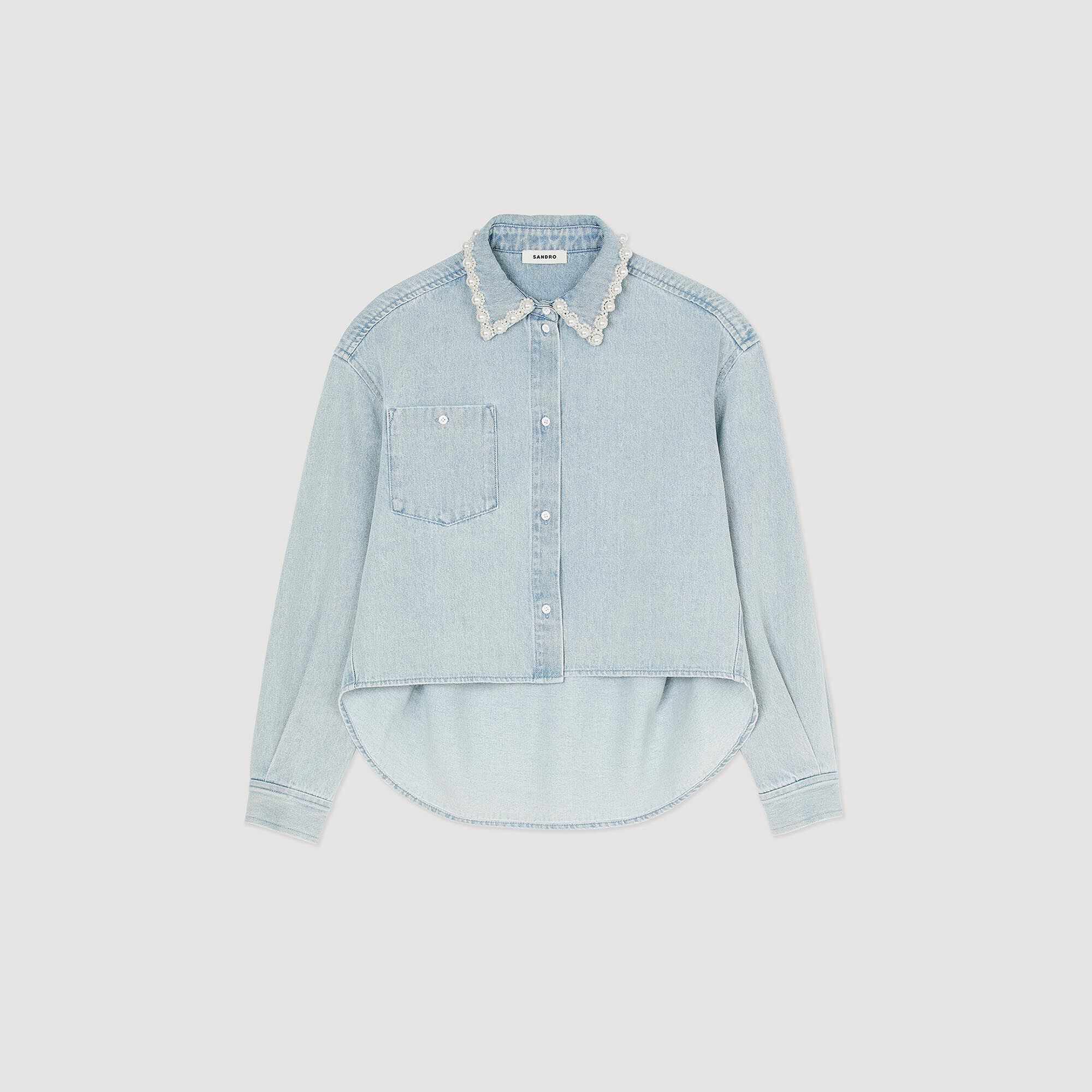 通販でクリスマス Denim Paris Sandro | Women For collar beaded with shirt ワンピース