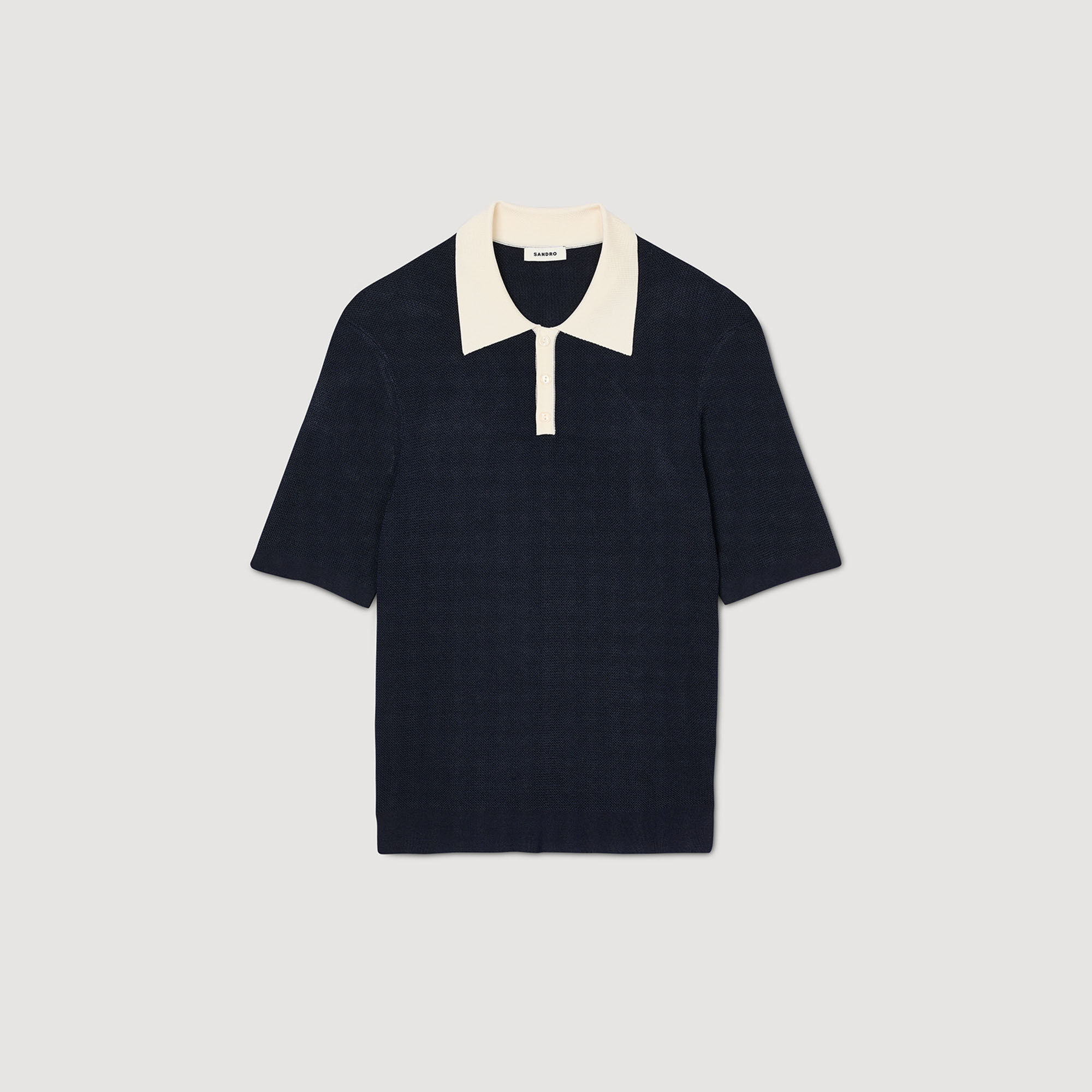 Two-tone polo shirt blue for Men | Sandro Paris