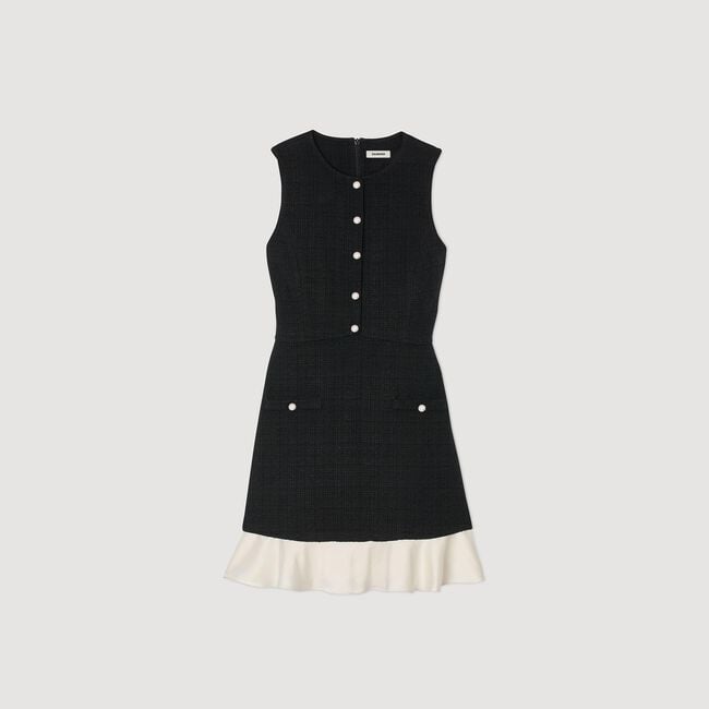 Two-tone tweed mini dress