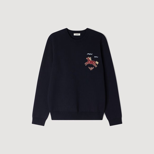 Embroidered horse sweatshirt