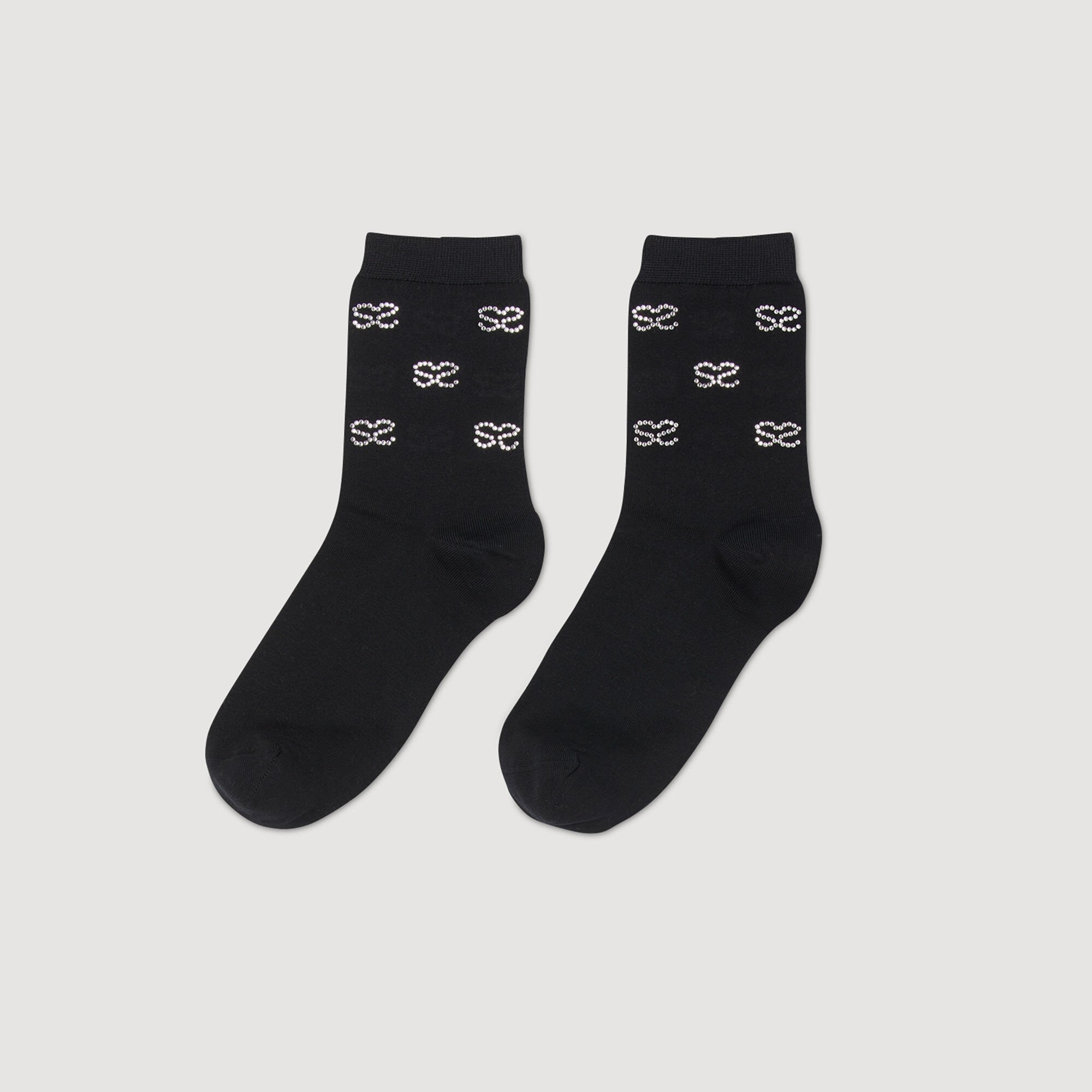 Double S rhinestone socks