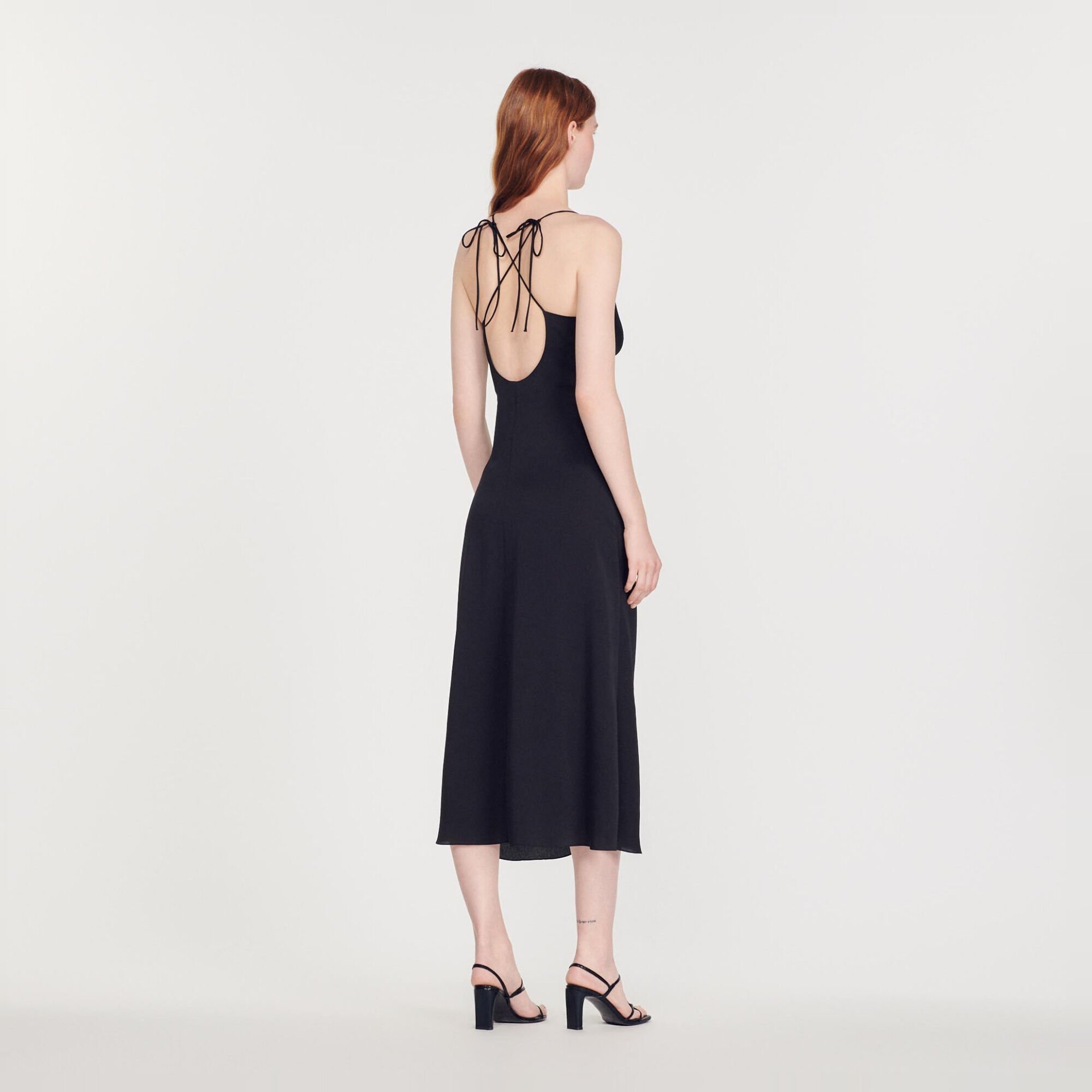 Midi dress with narrow straps