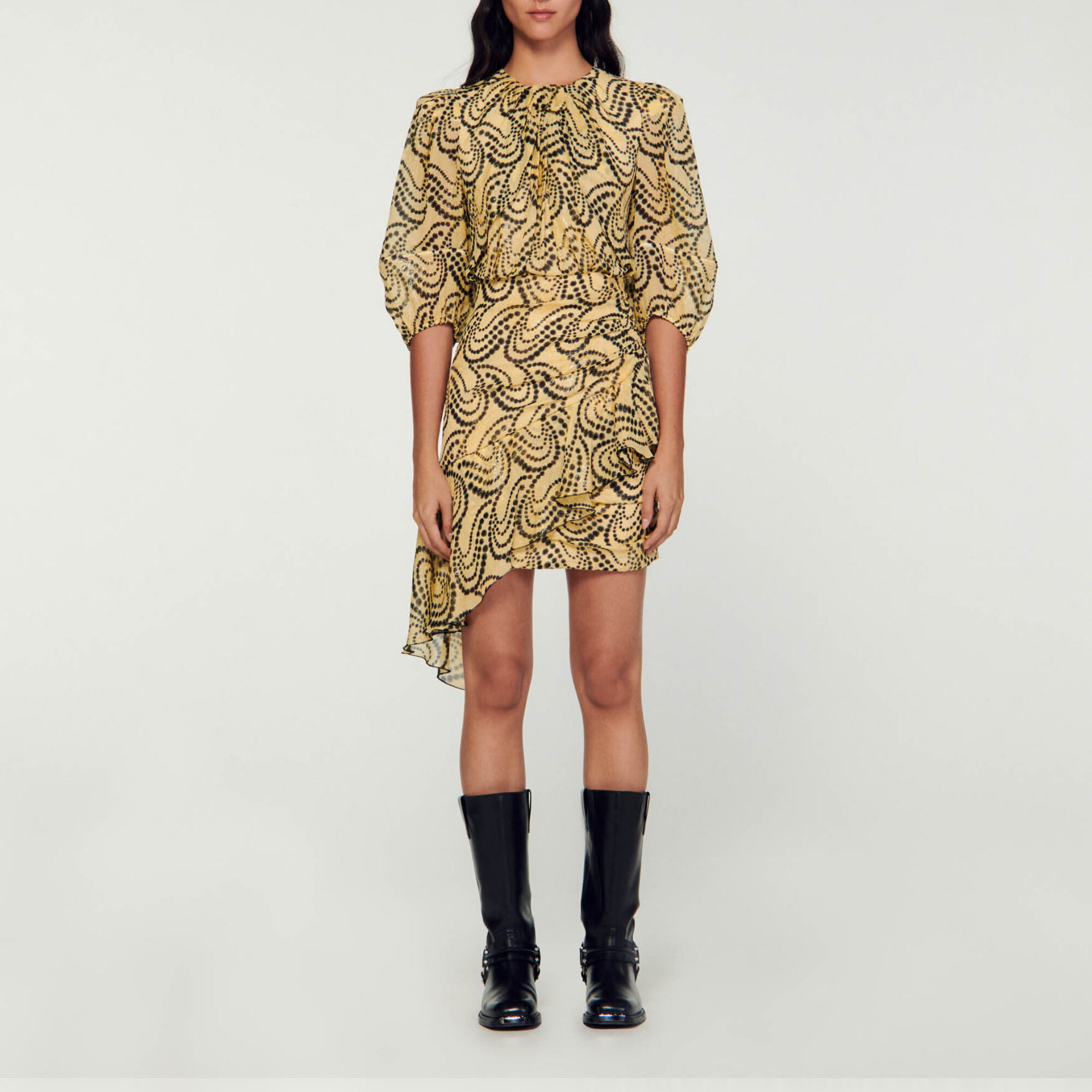 Paisley print asymmetric dress yellow / orange For Women