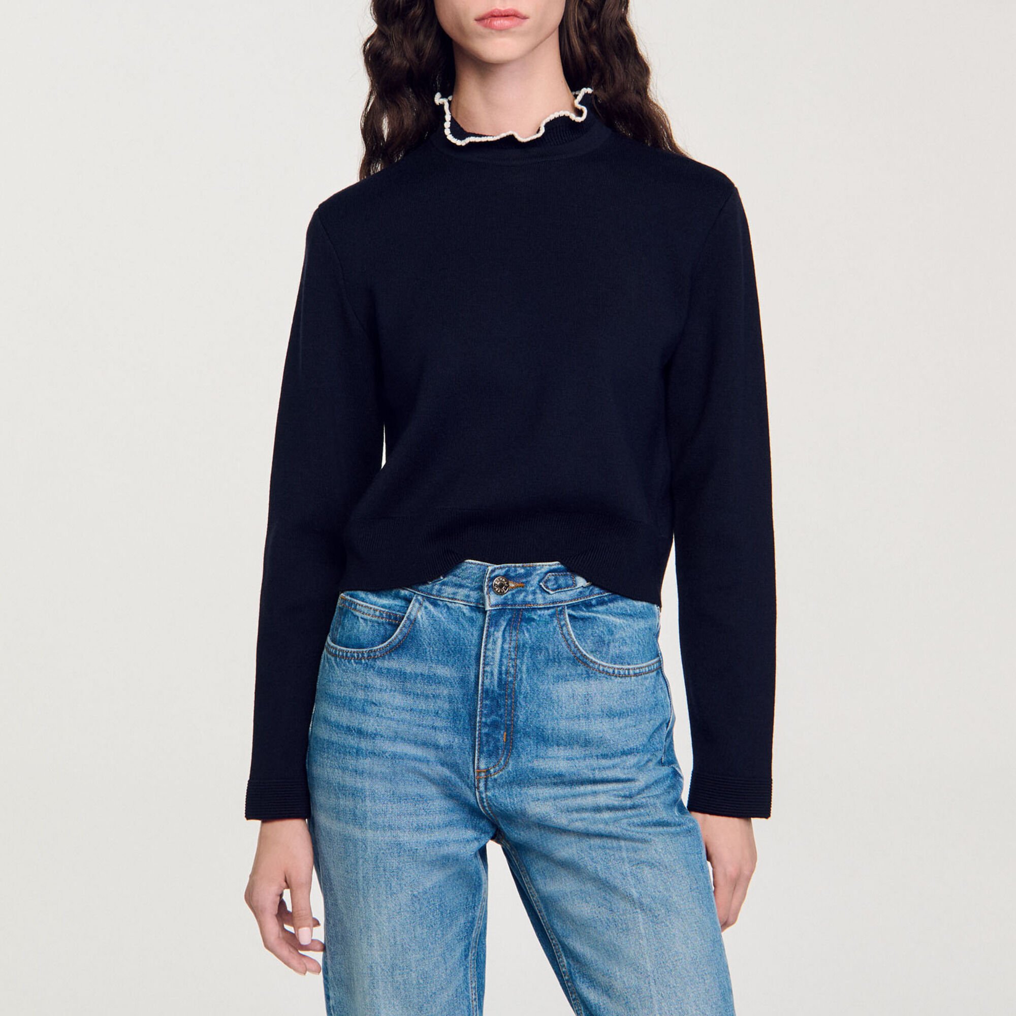 Ruffled-Neck Sweater