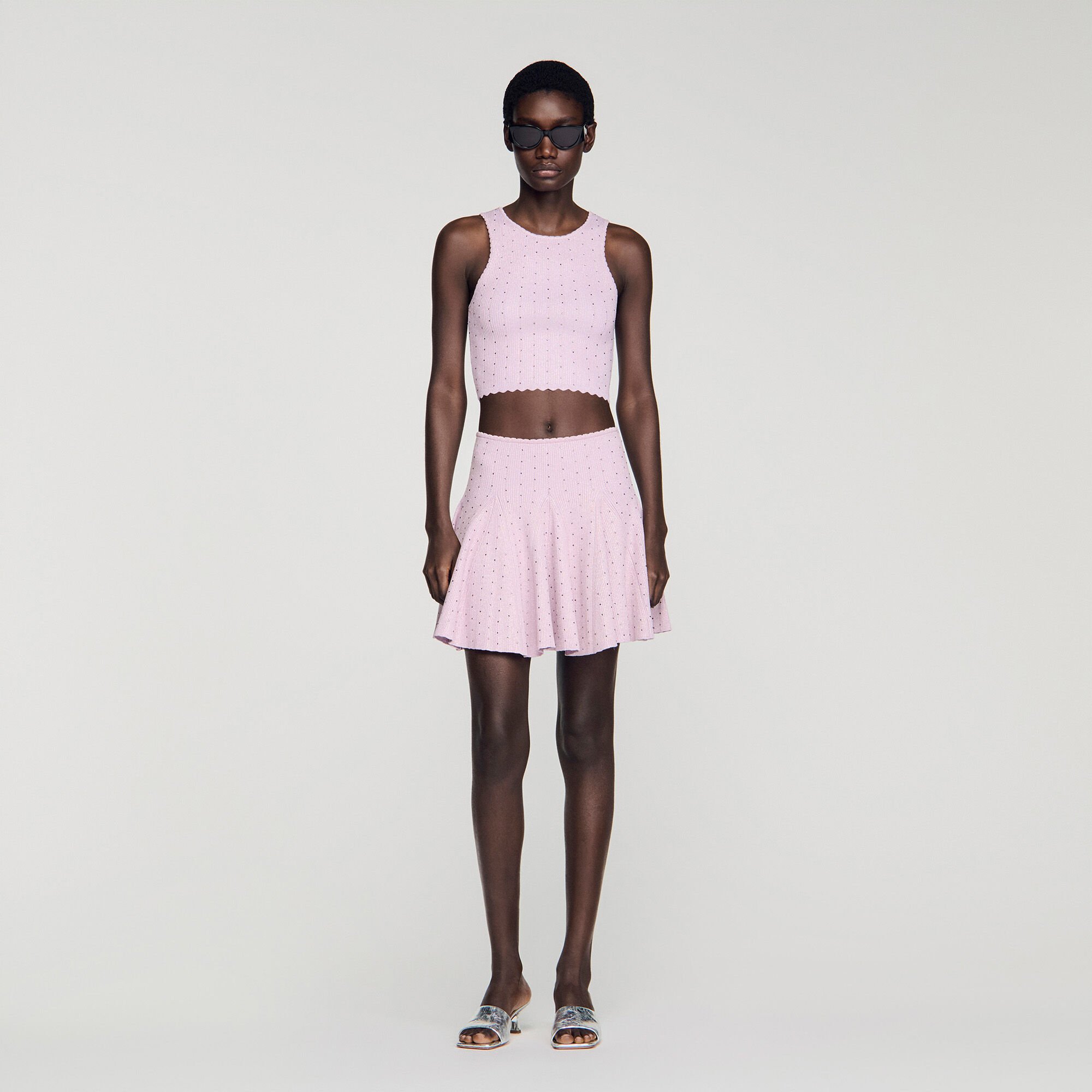 Rhinestone knit crop top