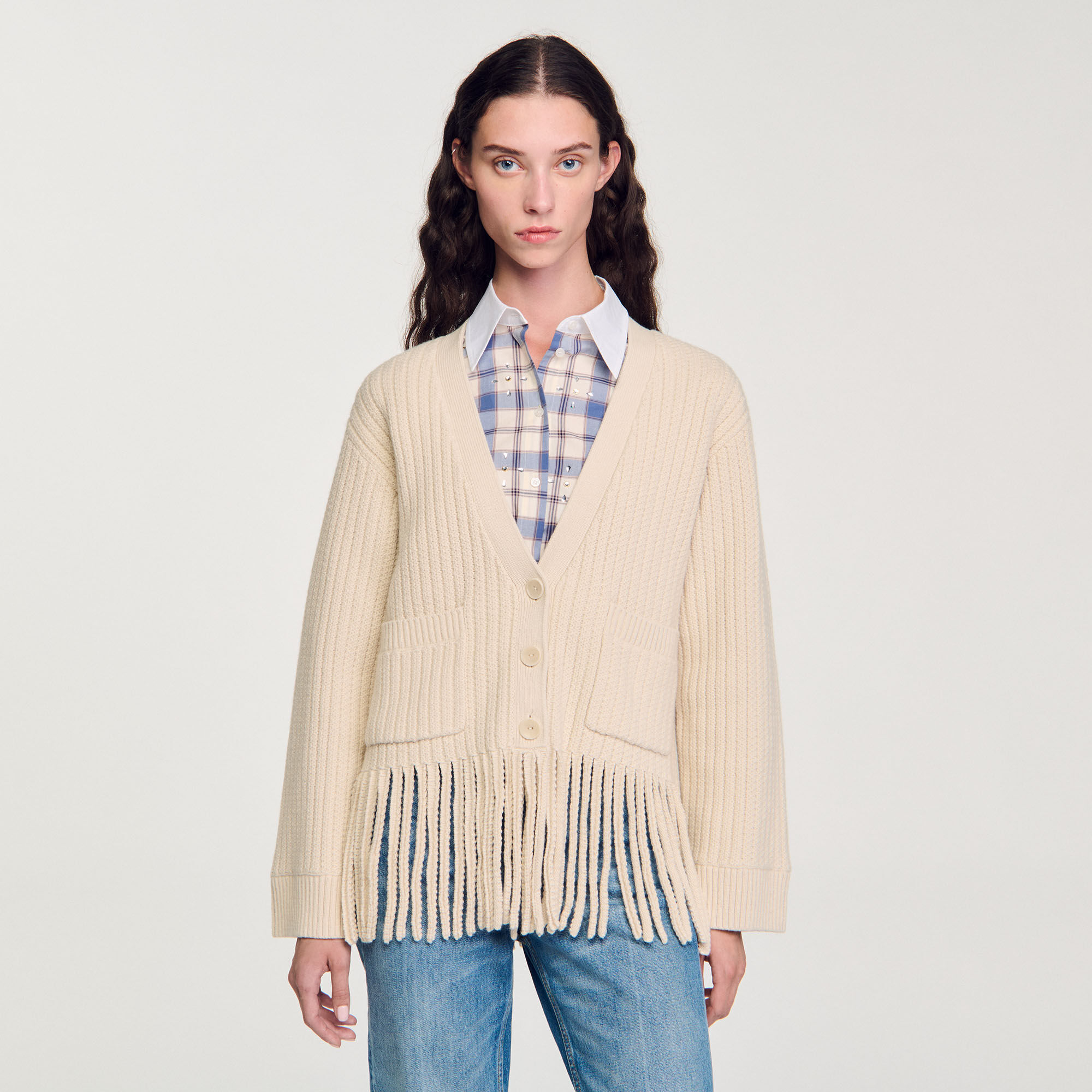 RIELLE riche fringe knit cardigan