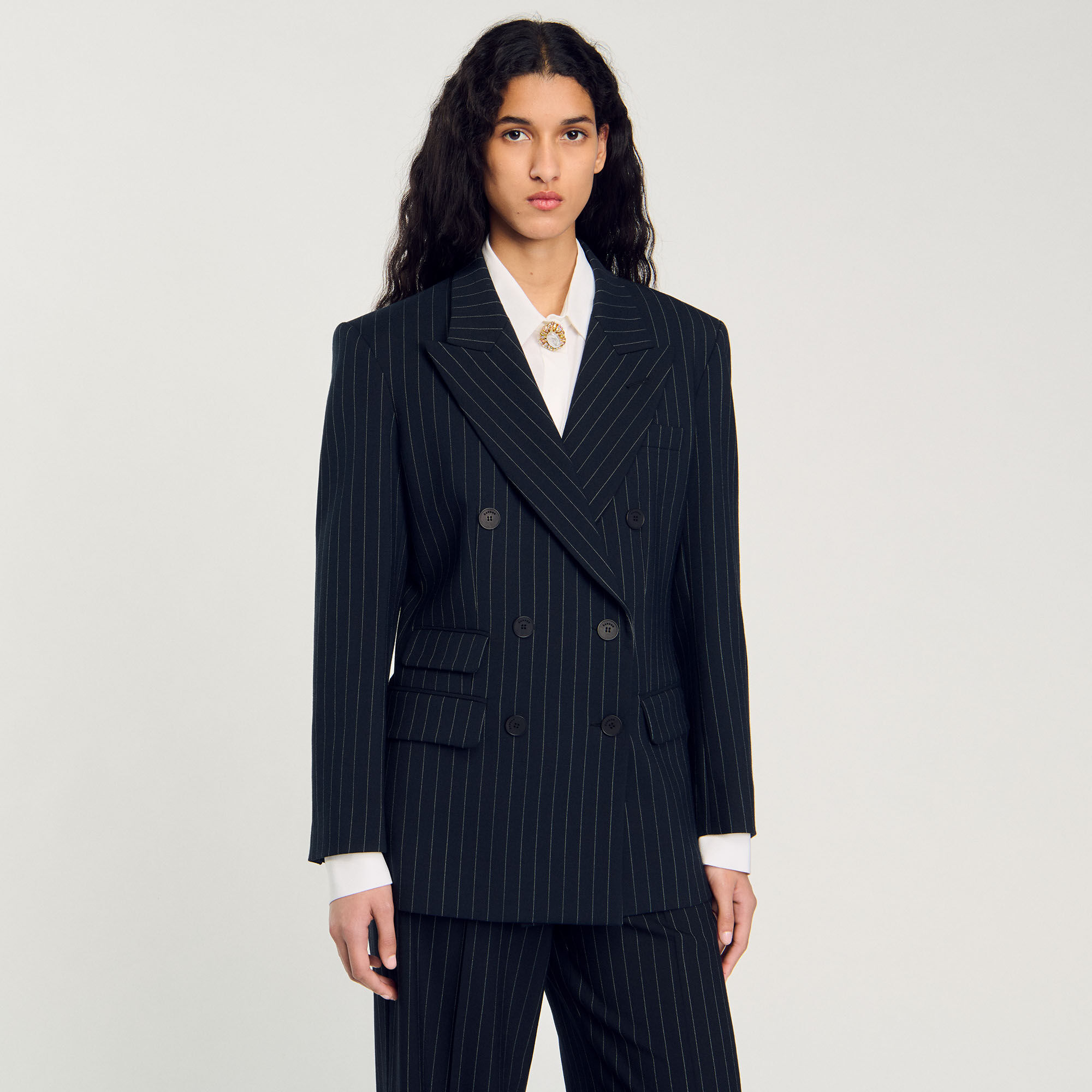 楽天 送料無料にならない Women For gray / black jacket suit Striped | Paris Sandro スーツ