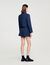 Cropped jacket with leather collar