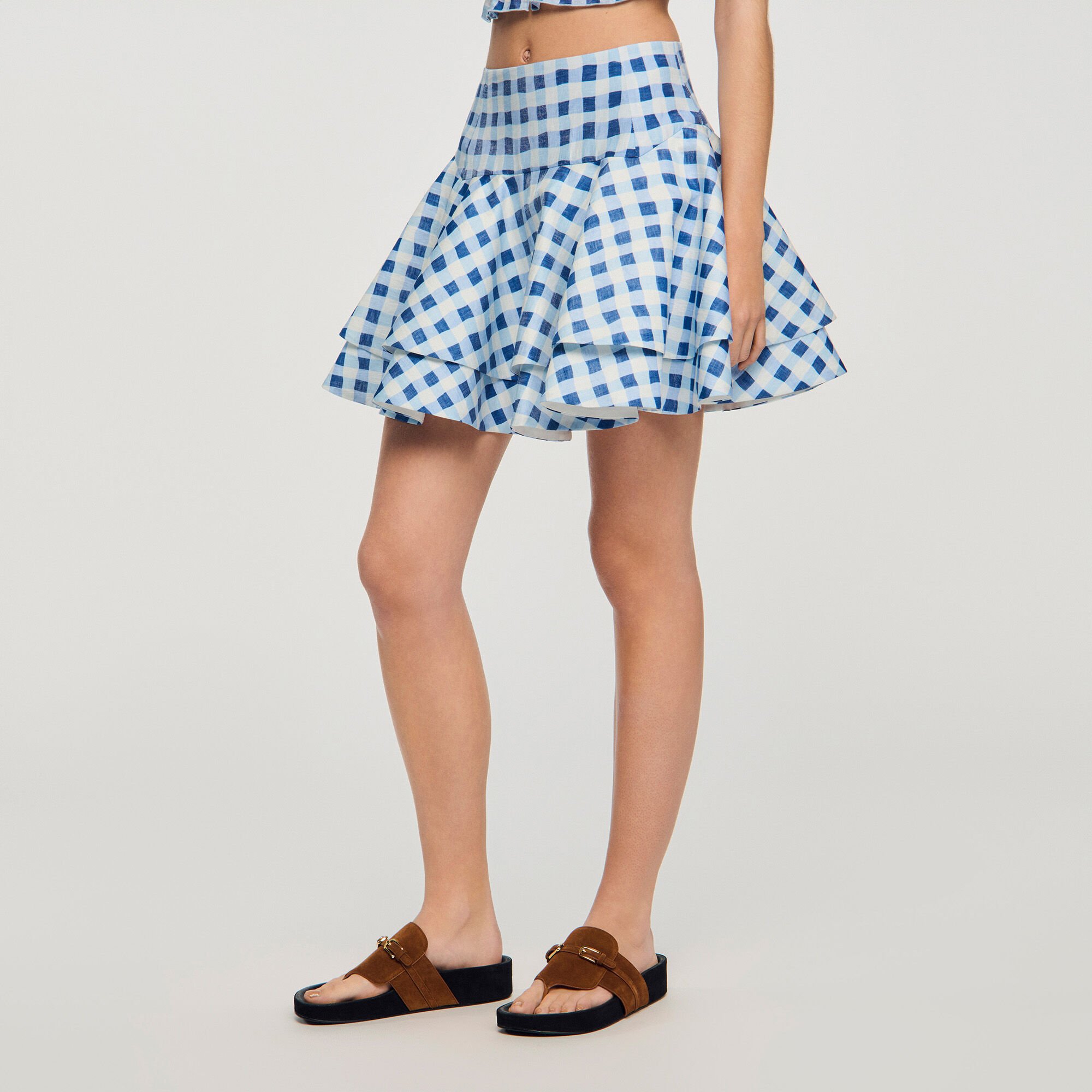 Mini gingham linen skirt