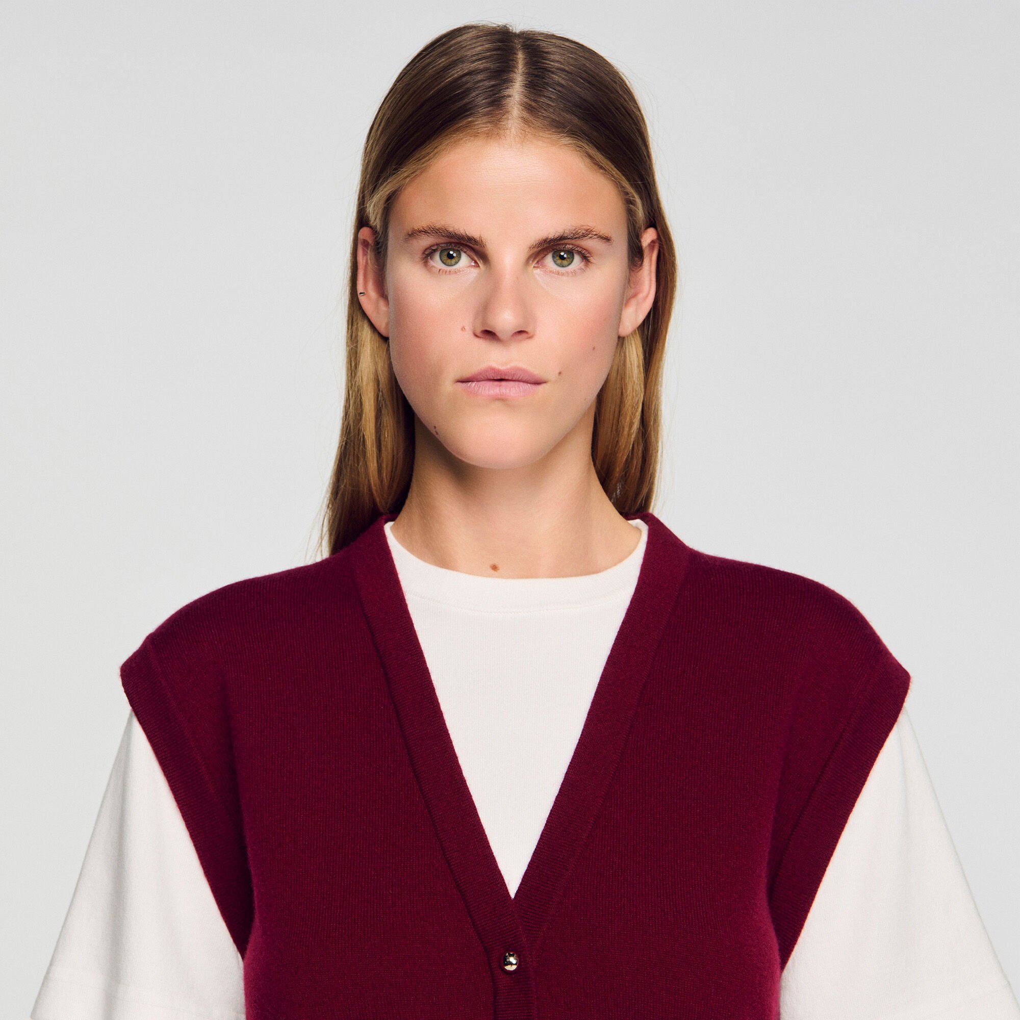 Two-tone wool and cashmere sweater