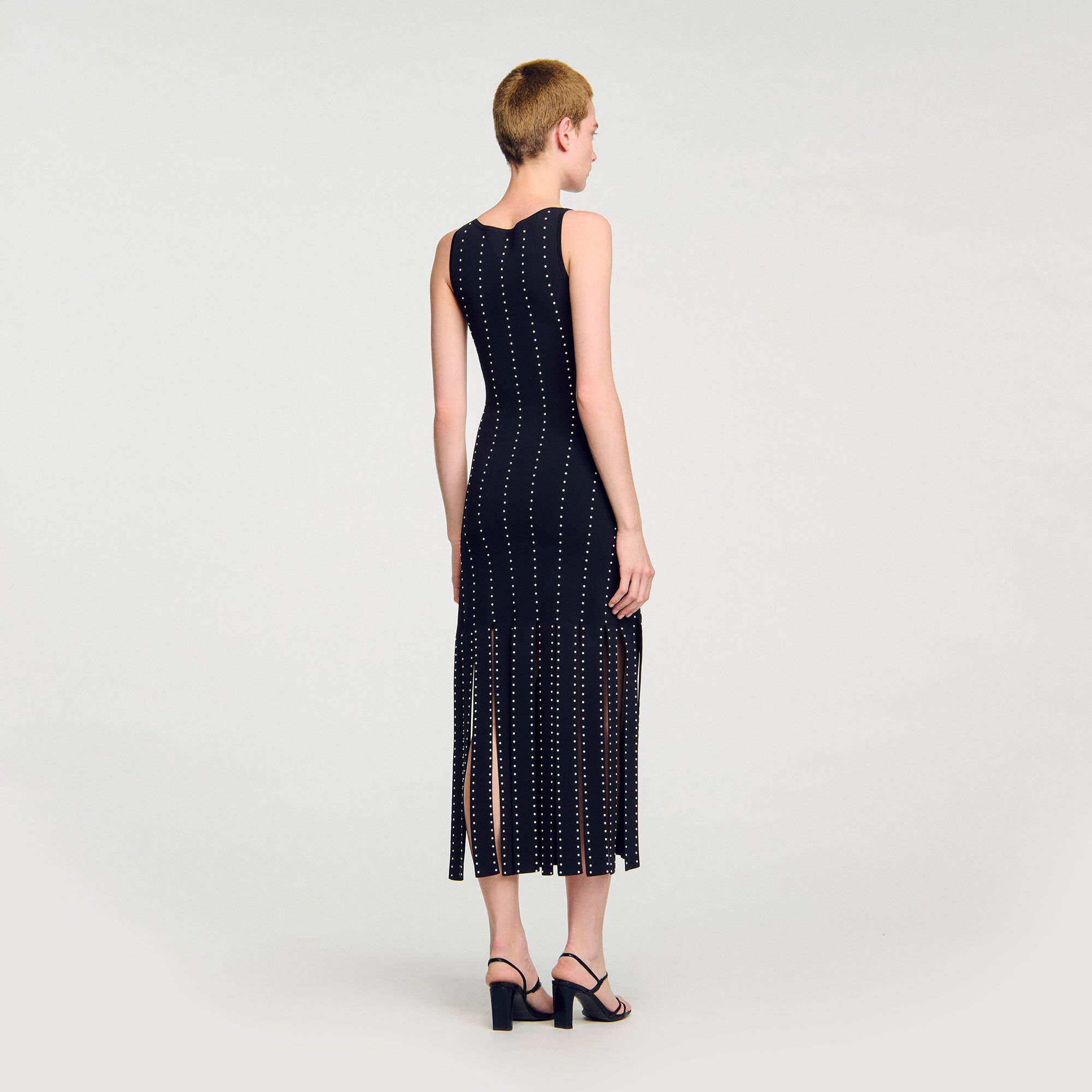 Fringed knit maxi dress