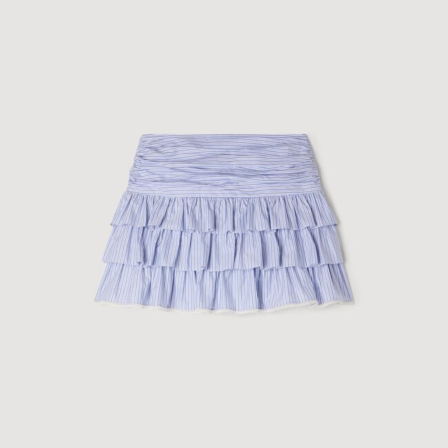 Mini striped ruffled skirt