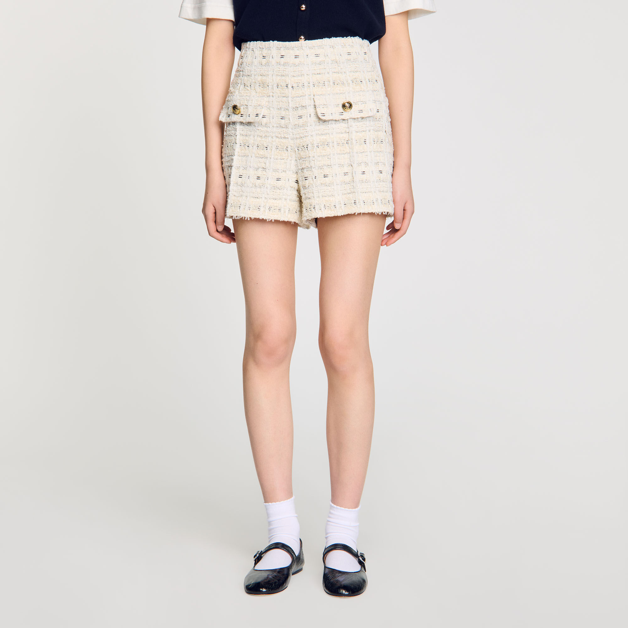 【新品】candy check tweed short pants white candy check tweed short pants – shéller / シェリエ