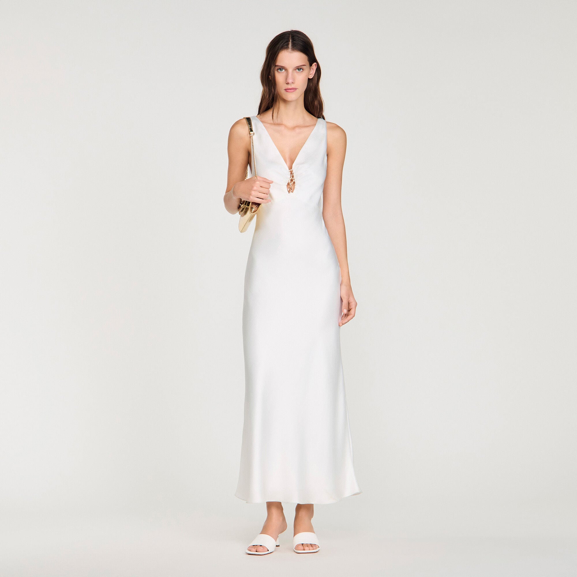 black halter evening dress Brightwell Backless Maxi Dress | White | Womens main image 0