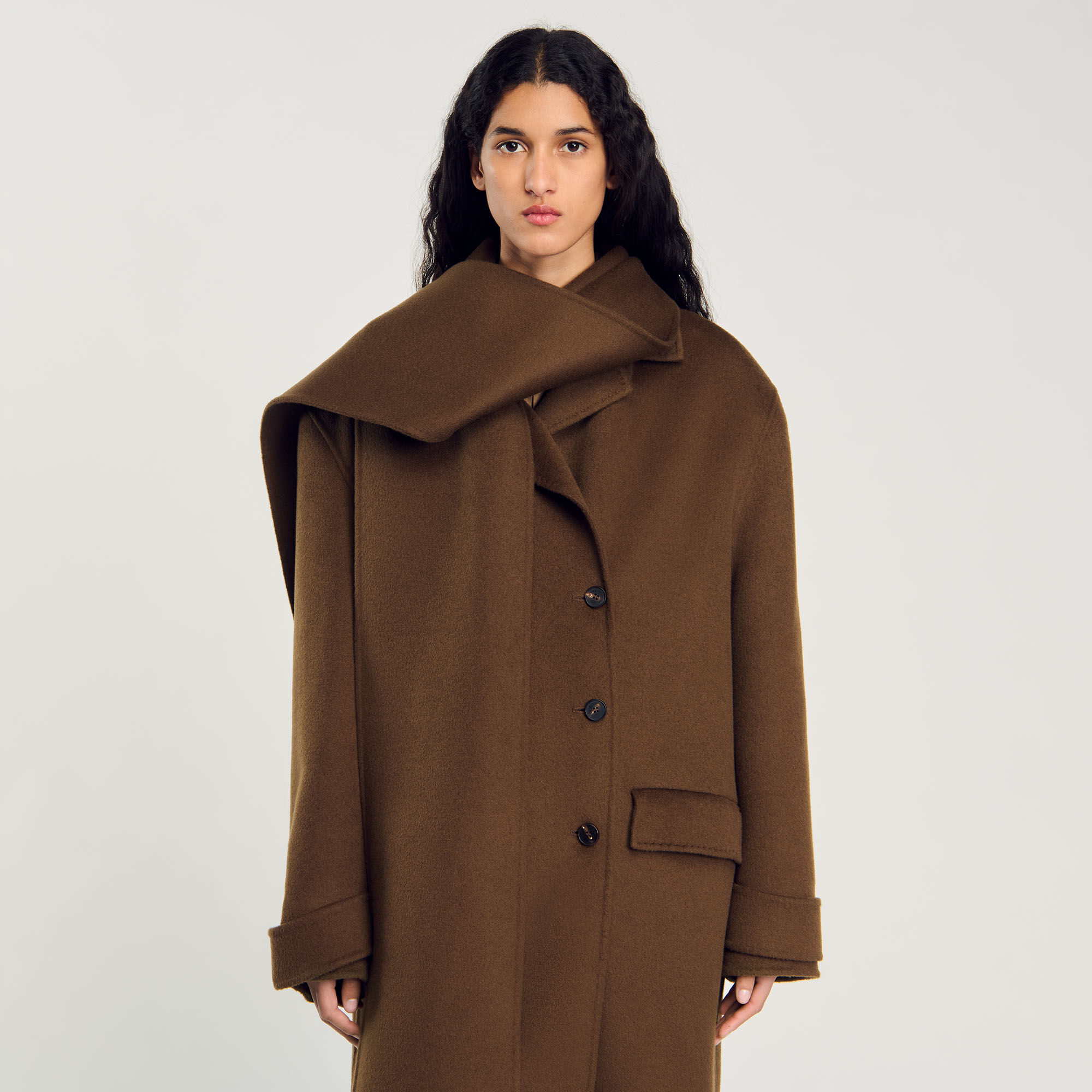 Oversized Wool Coat green For Women | Sandro Paris