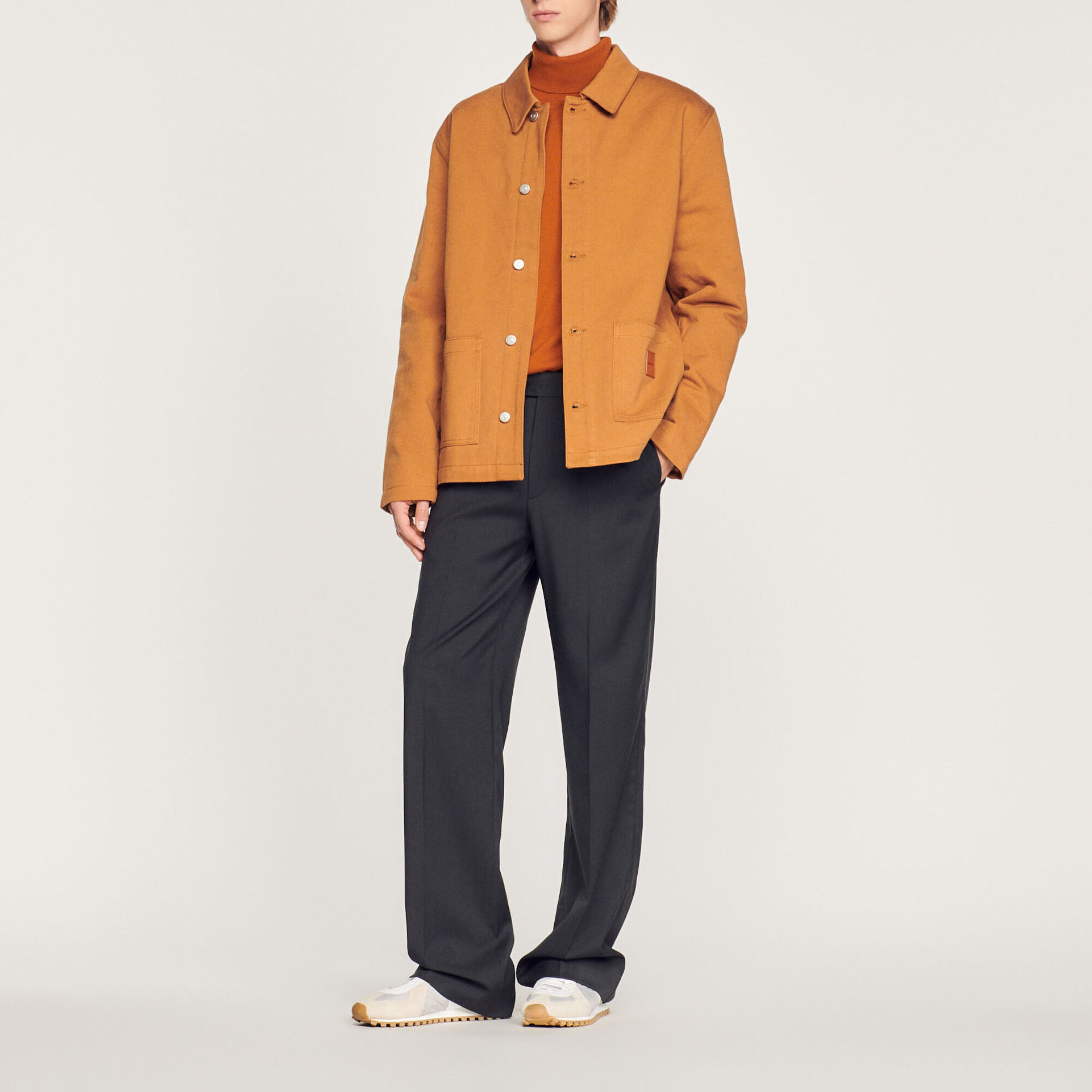 Cotton worker jacket white beige for Men Sandro Paris
