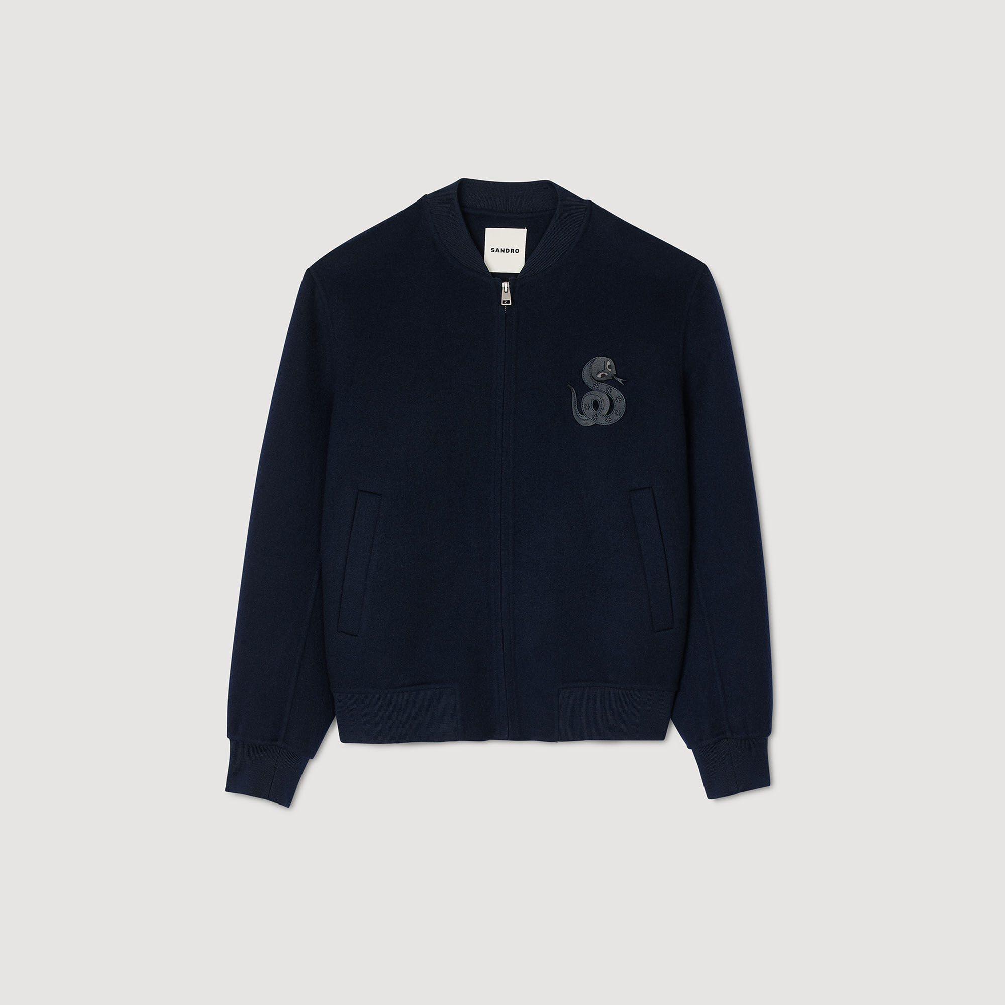 Double-faced snake-detail jacket blue for Men | Sandro Paris