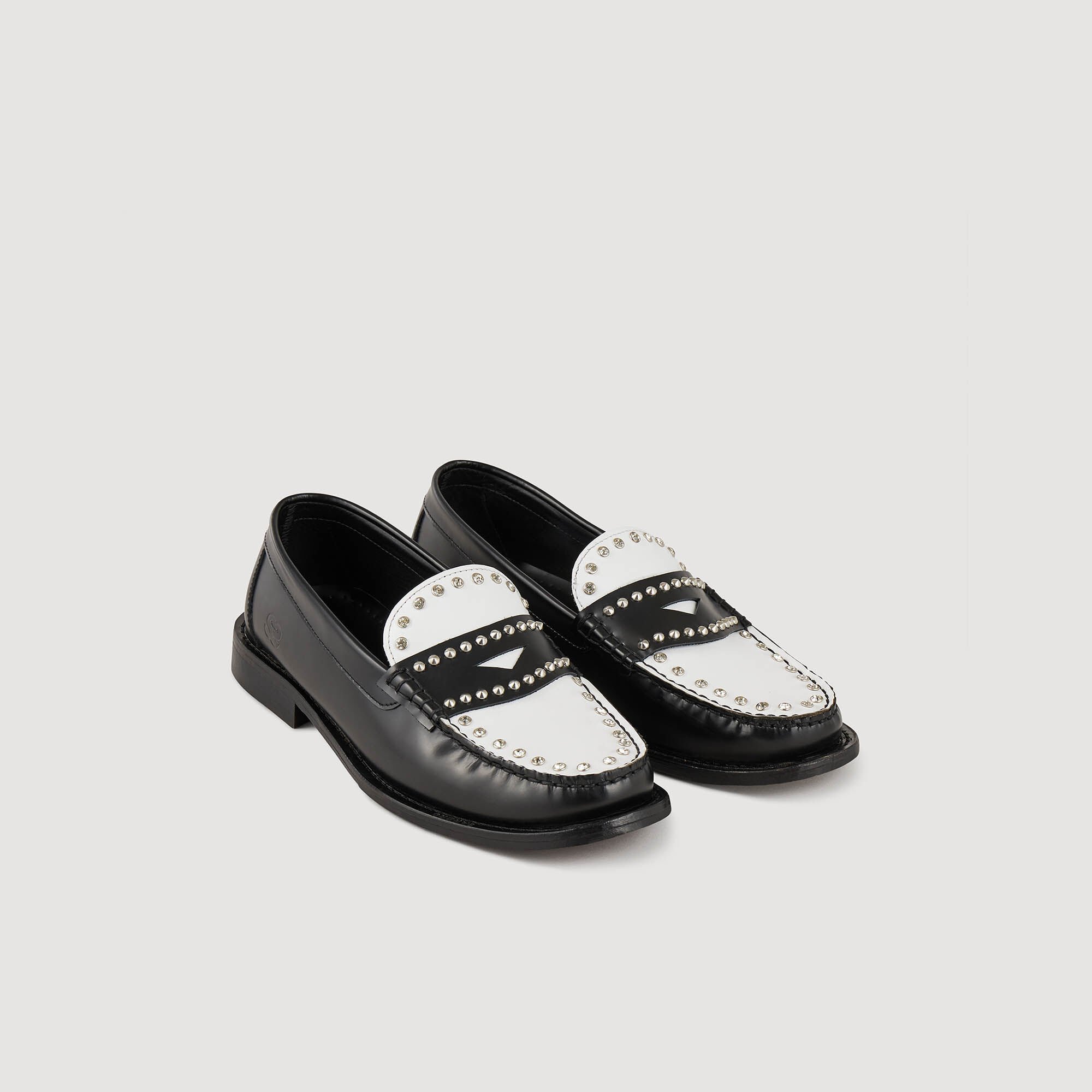 Two-tone studded loafers