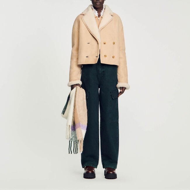 Cropped shearling jacket