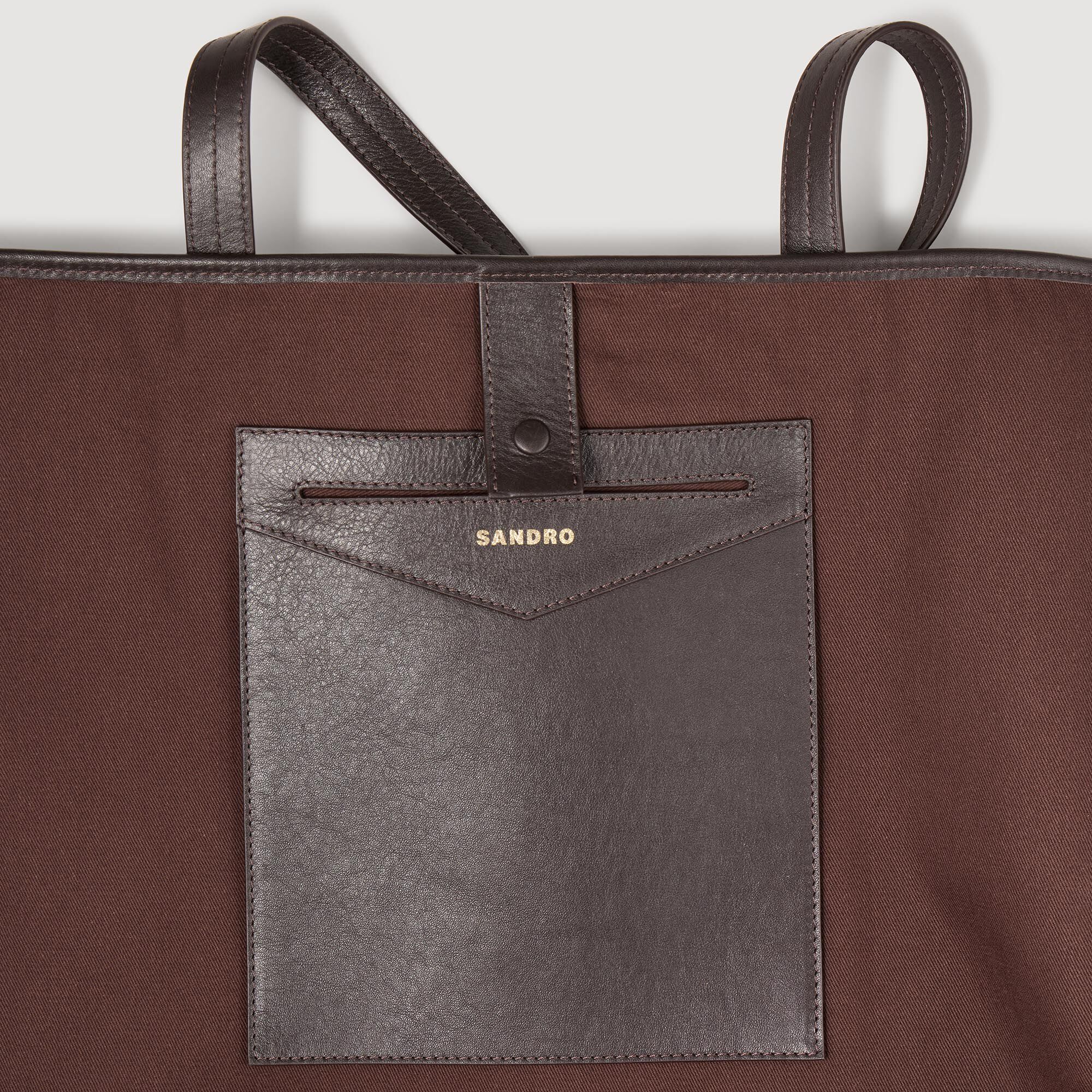 Suede tote bag white / beige For Women | Sandro Paris