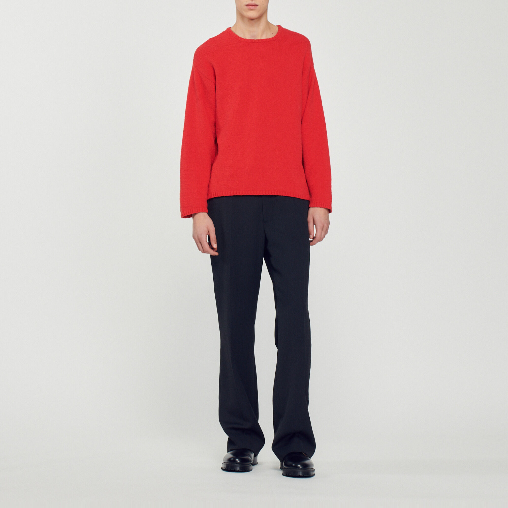 Boucle knit sweater red for Men Sandro Paris