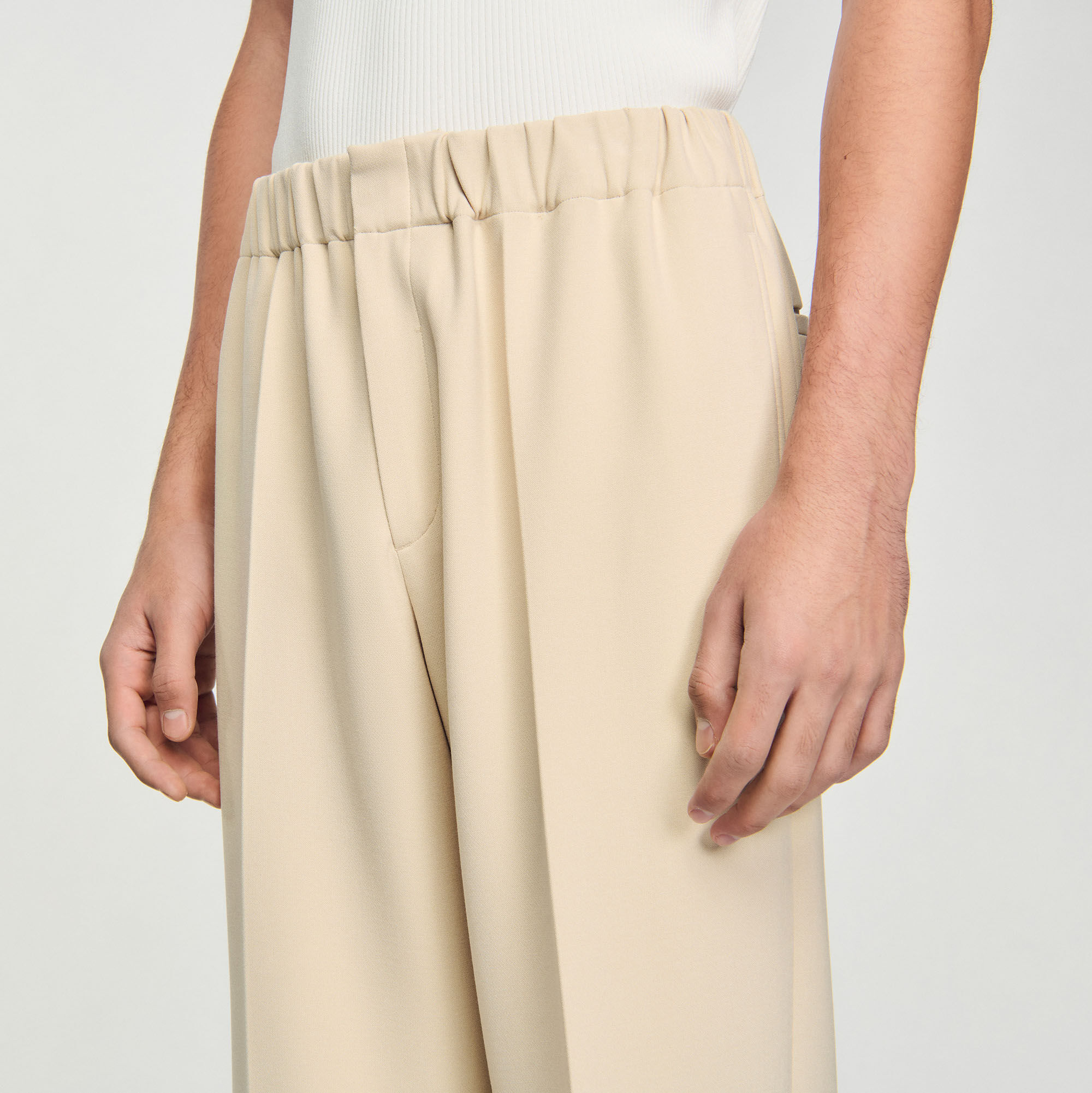 サンドロ　パンツ Wide-leg trousers white / beige for Men | Sandro Paris