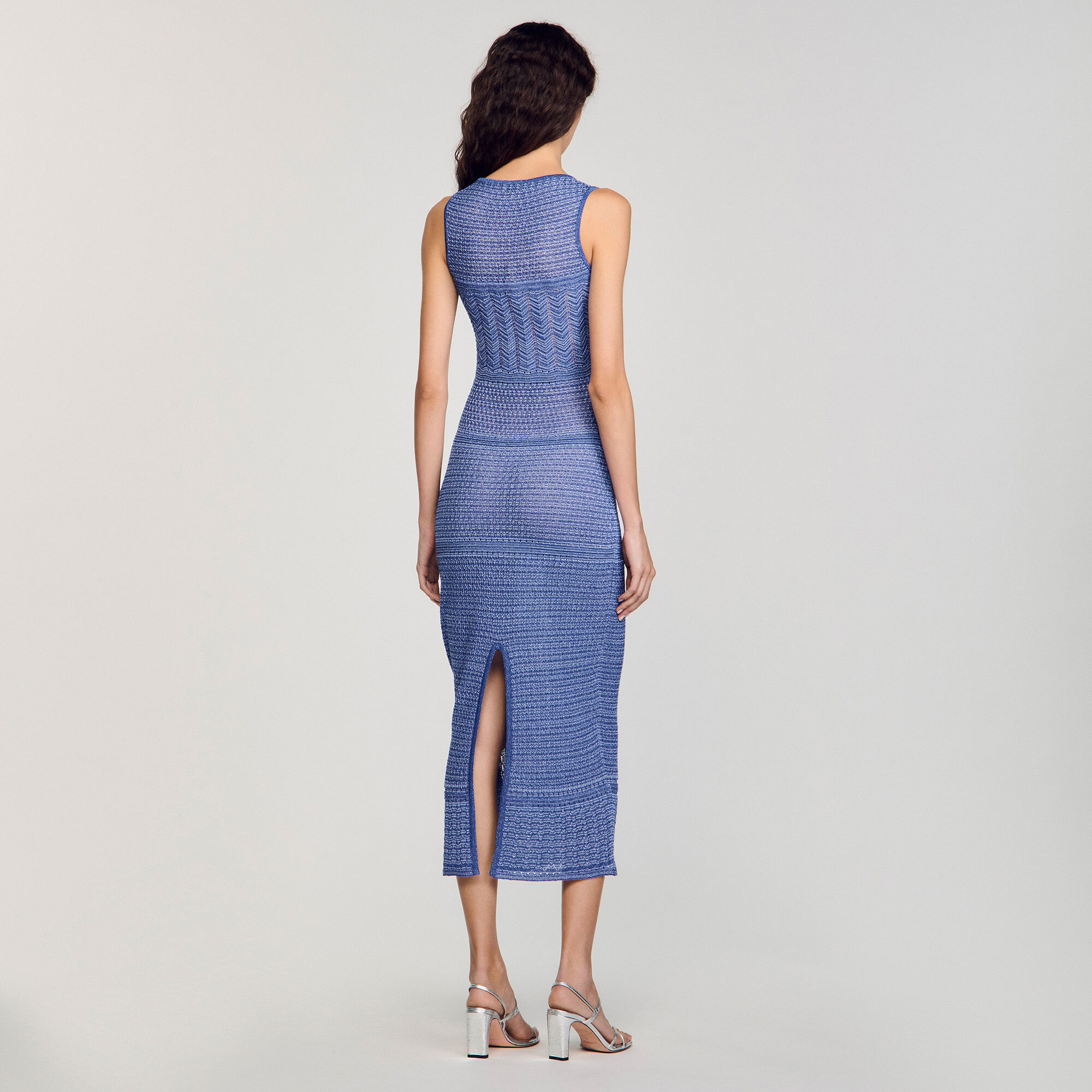 Knit midi dress blue For Women | Sandro Paris