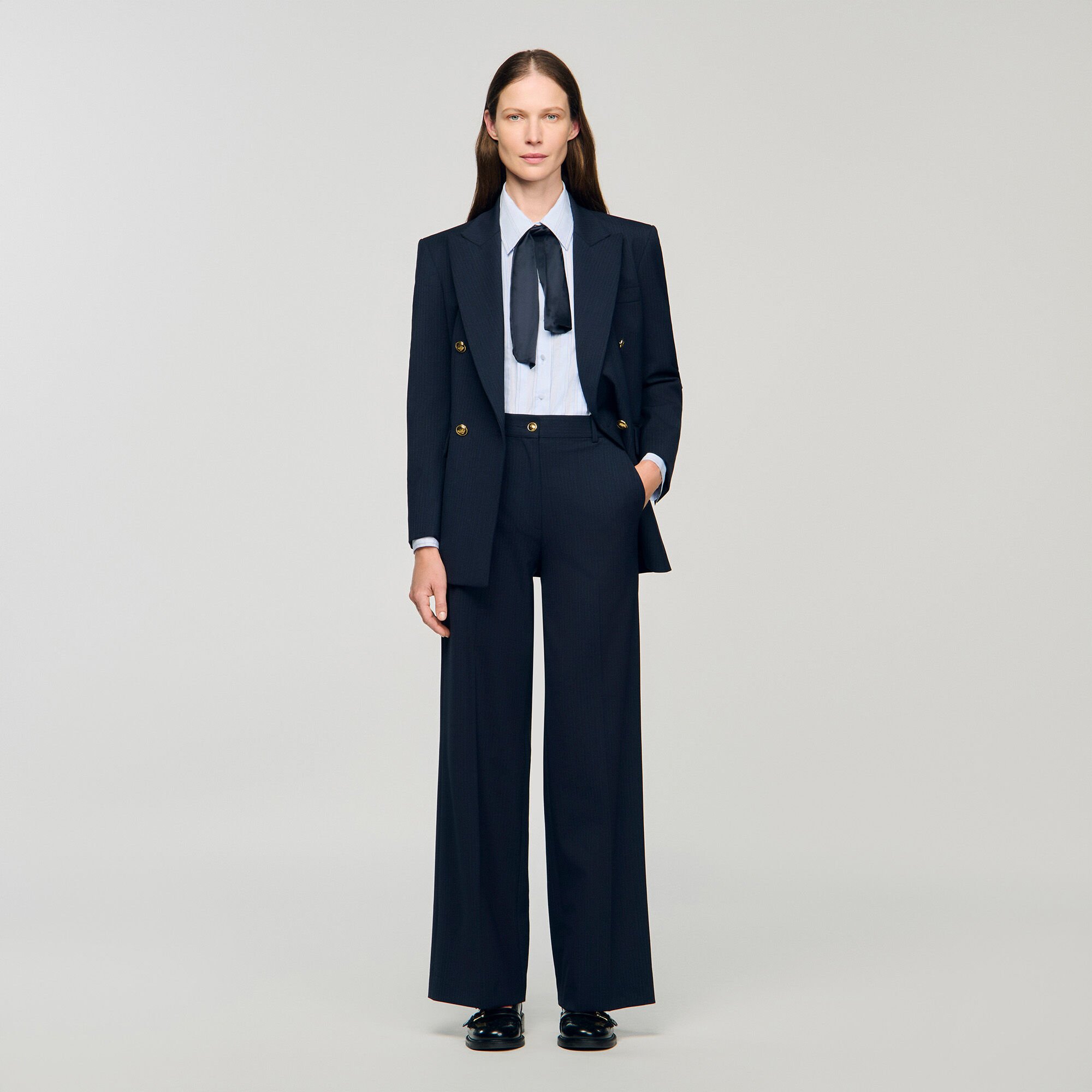 Minimal chalk-striped trousers