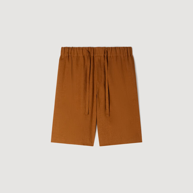 Elastic waist linen shorts