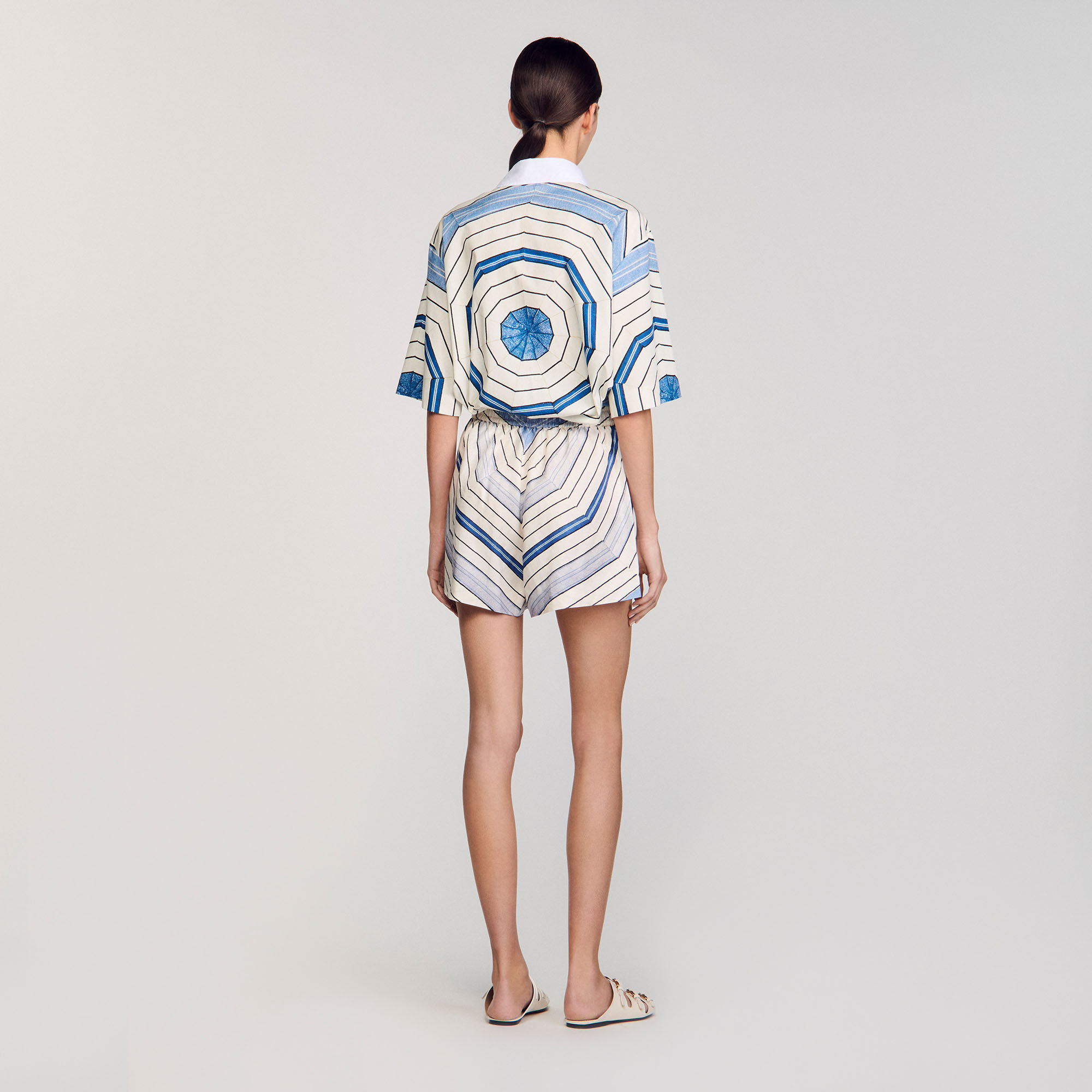Spiral-motif shorts blue For Women | Sandro Paris