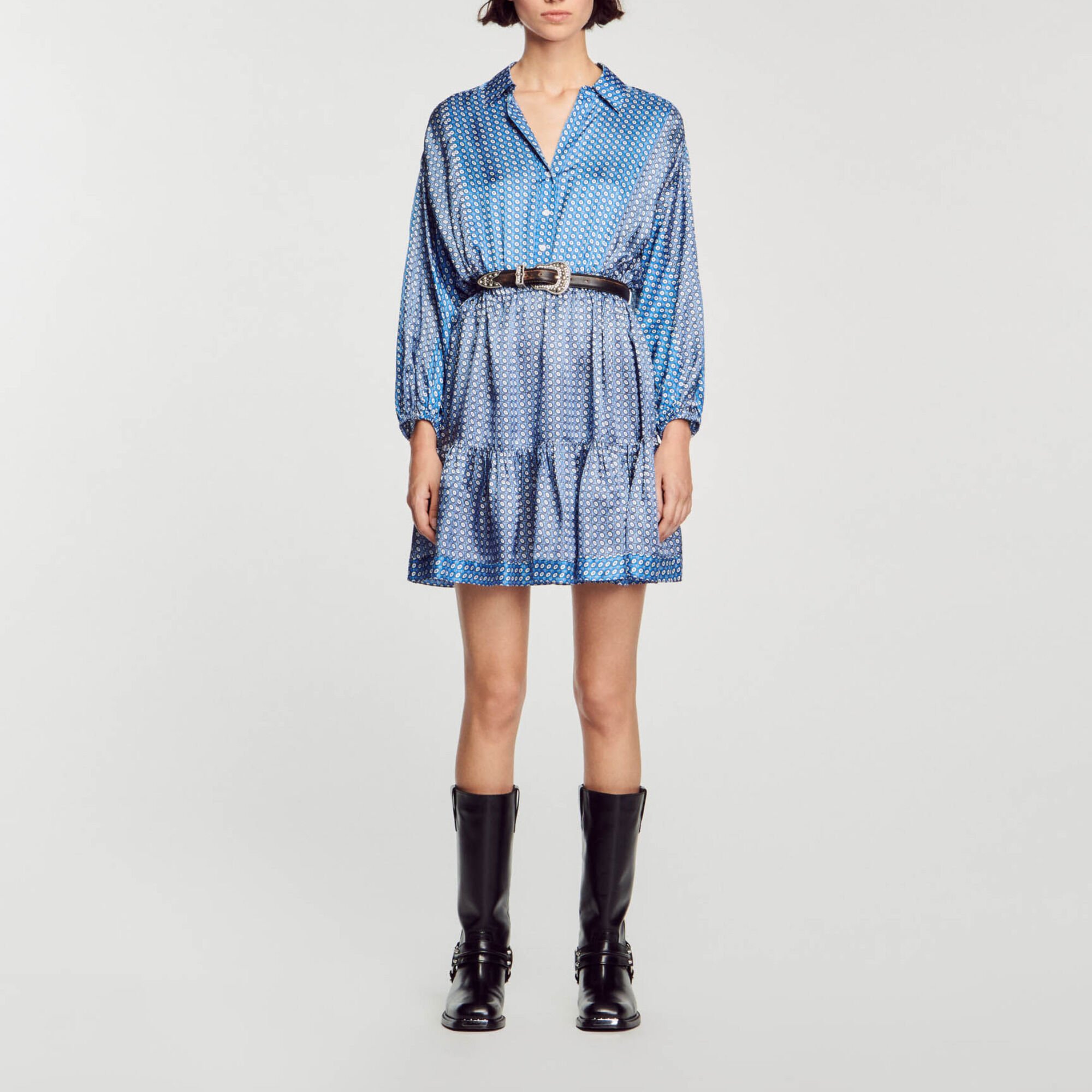Short tie-print dress