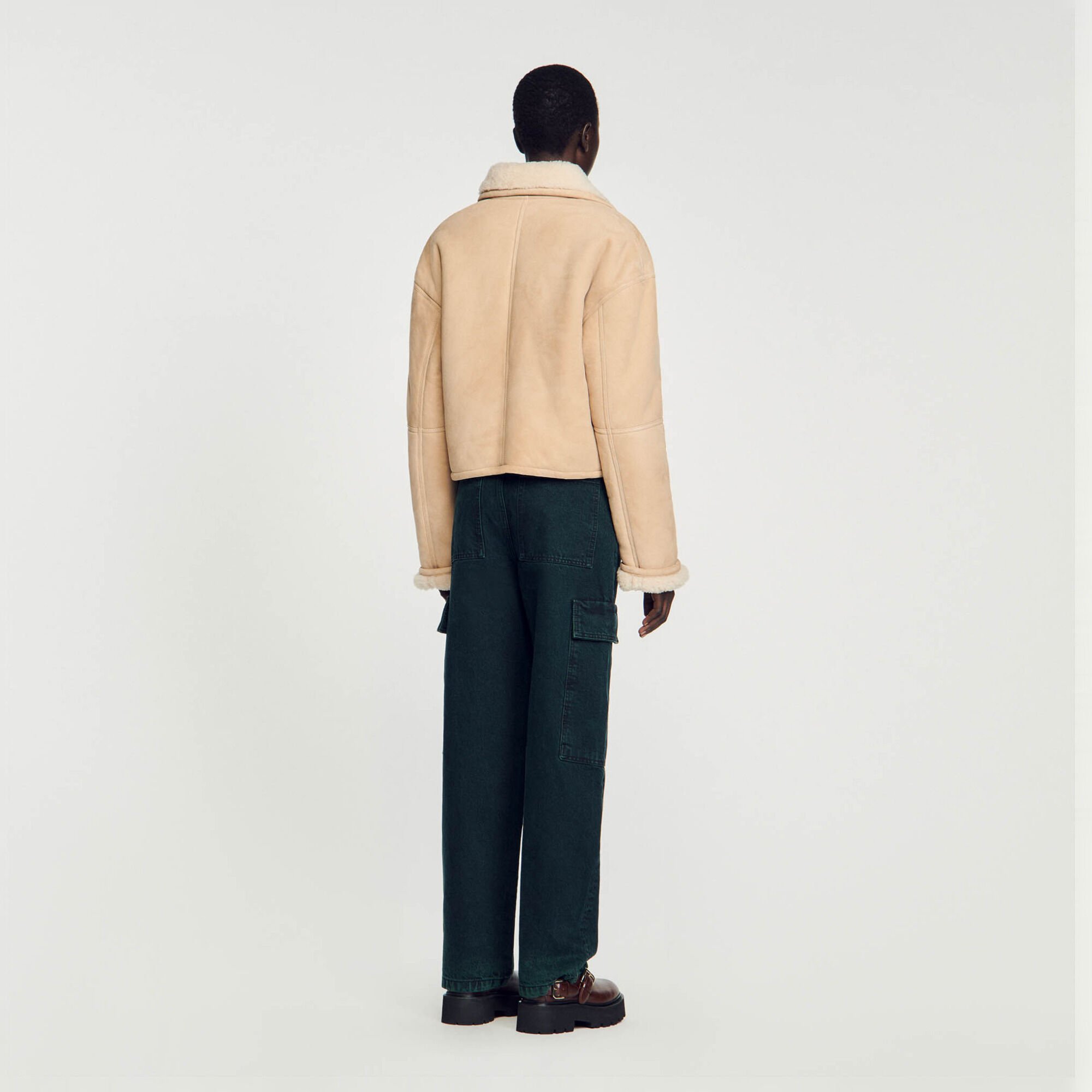 Cropped shearling jacket