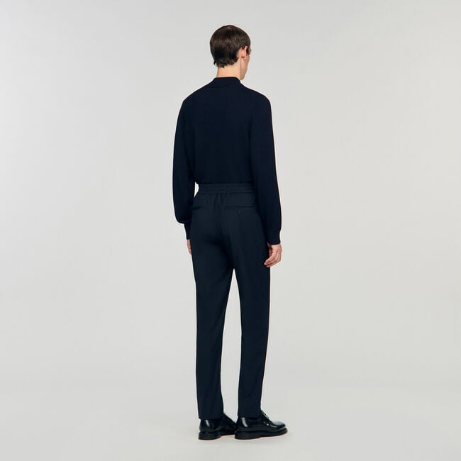 Elasticated straight-leg trousers
