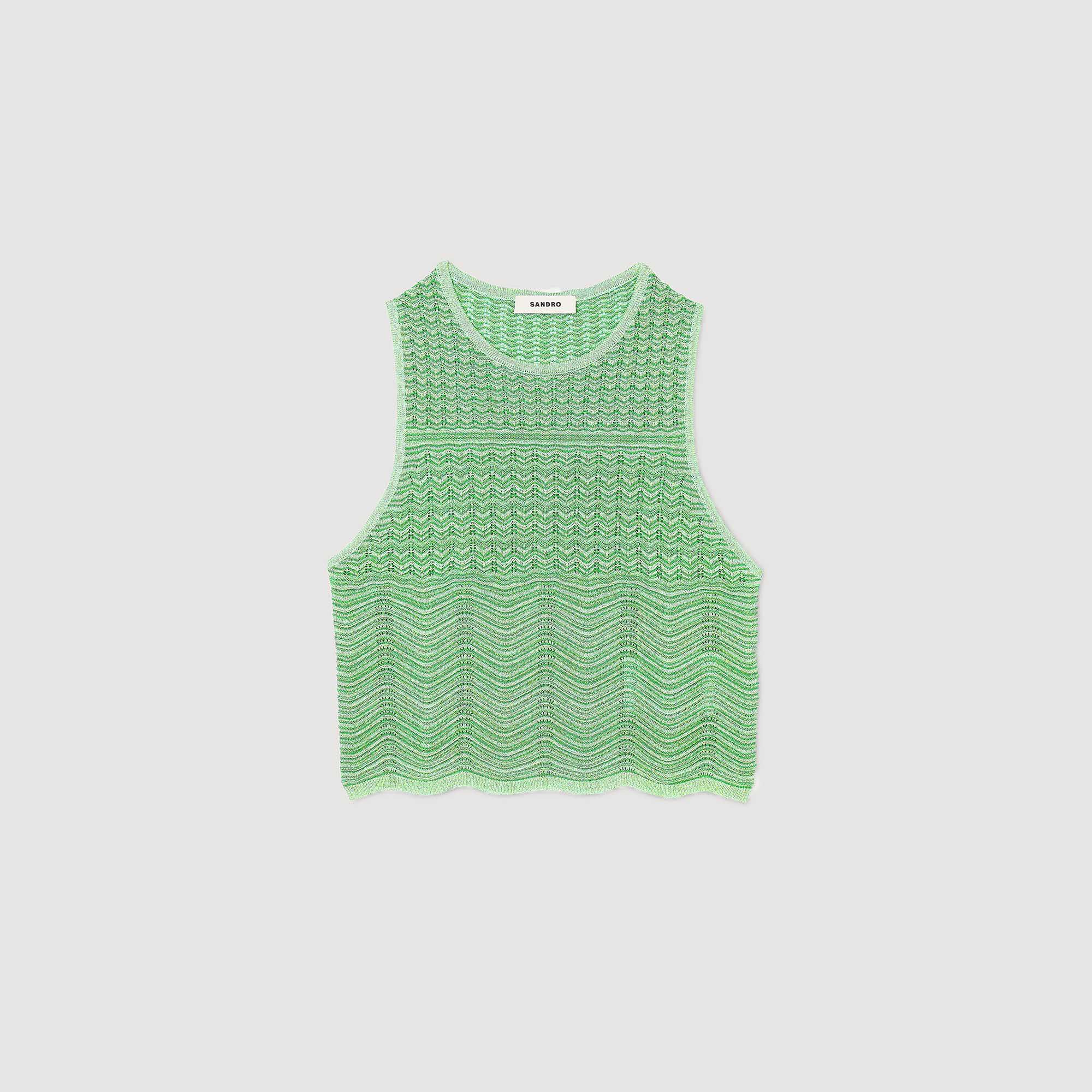 Decorative knit top green For Women | Sandro Paris
