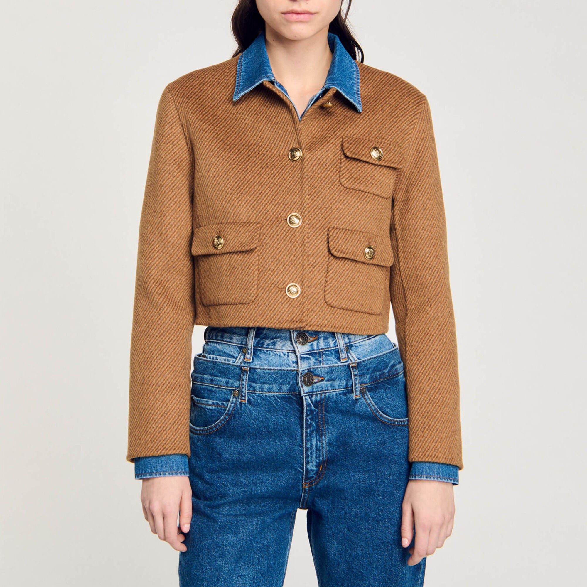 Cropped button-down jacket