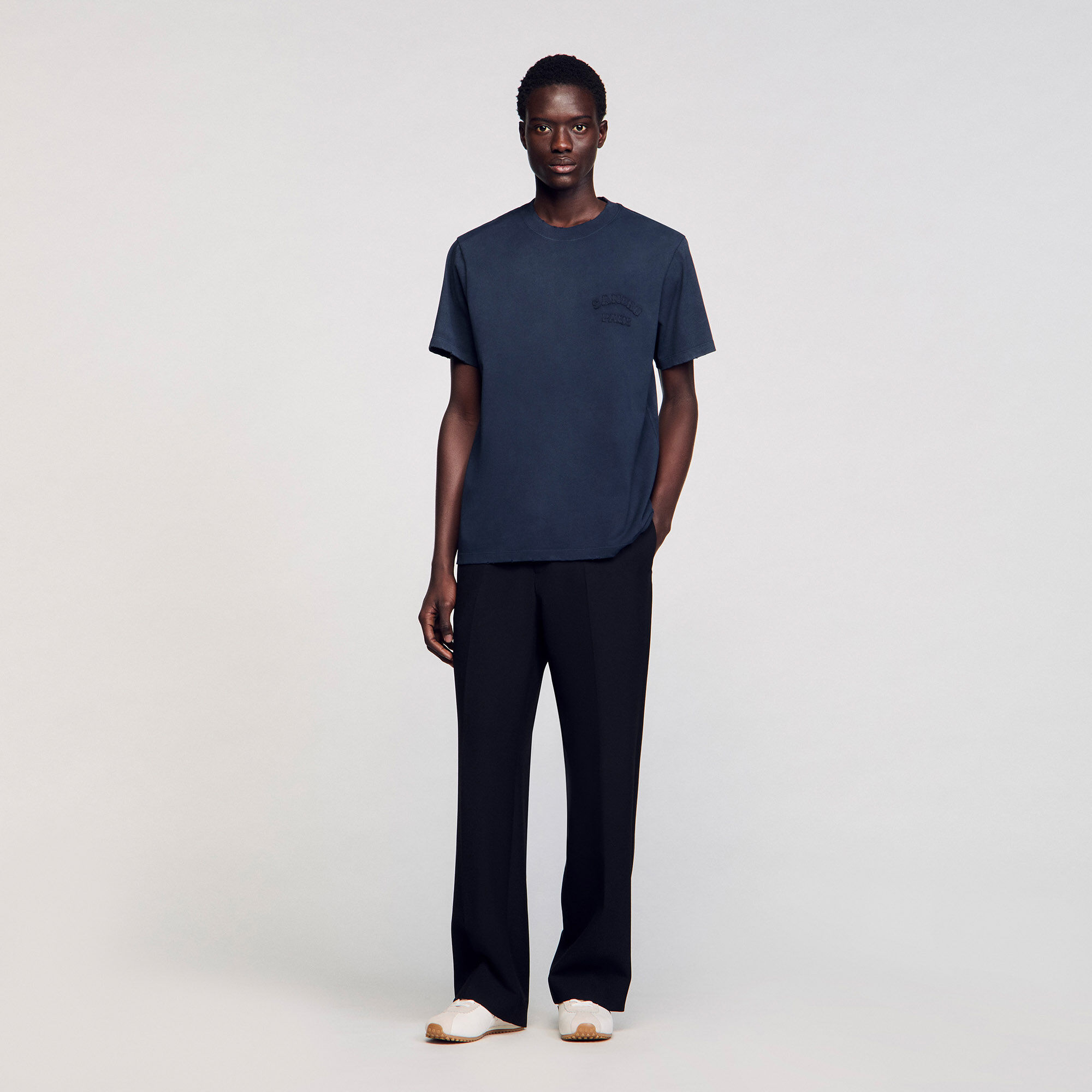 Oversized T-shirt black / gray for Men | Sandro Paris