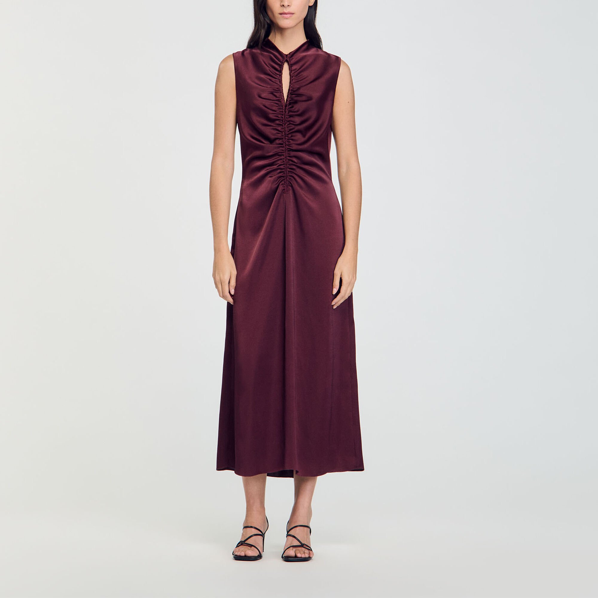 Draped satin-effect dress