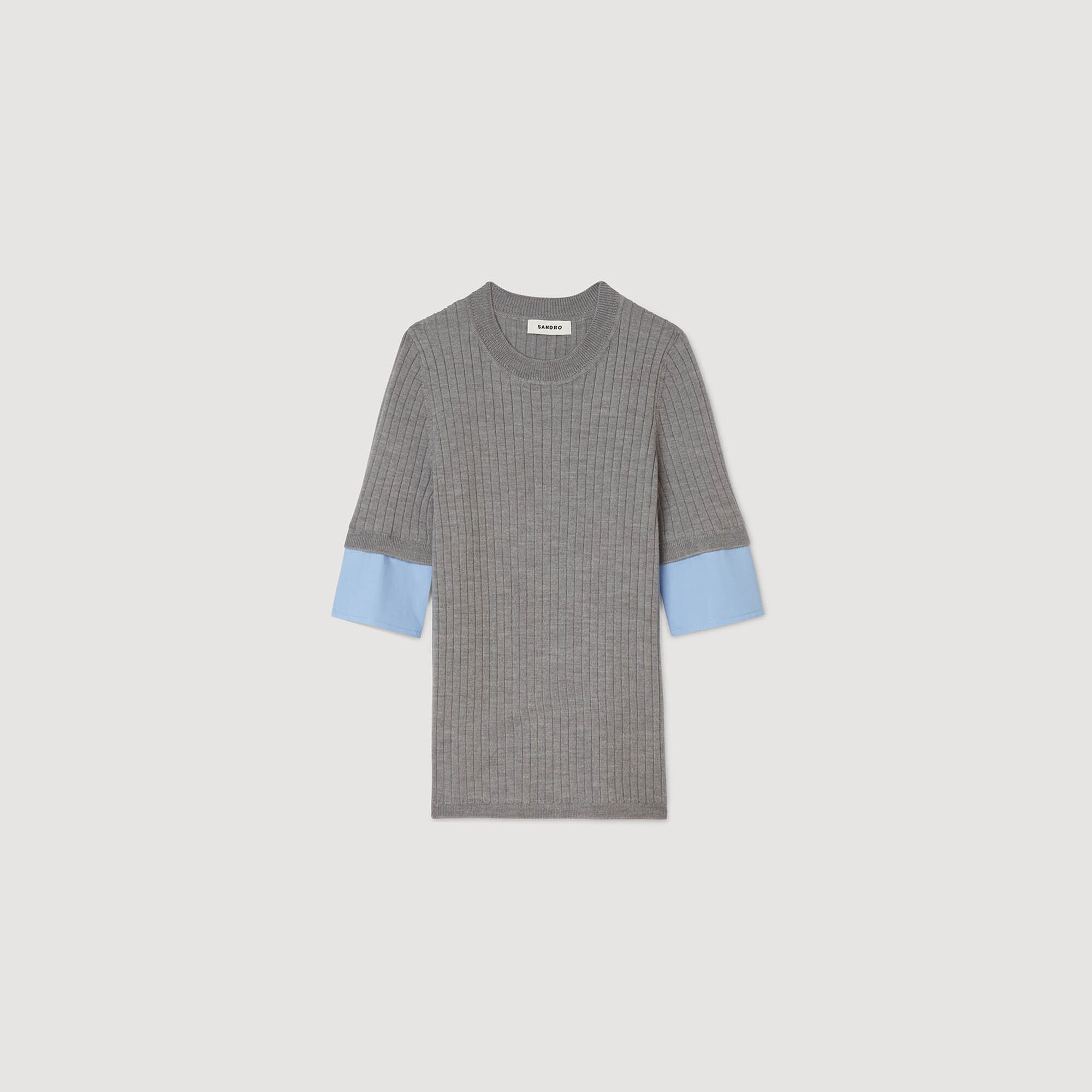 Sweater with contrast short sleeves