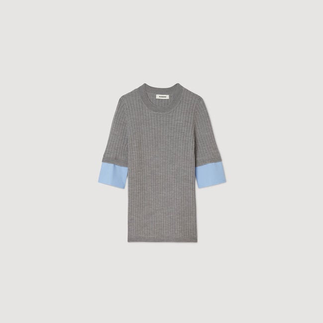 Sweater with contrast short sleeves