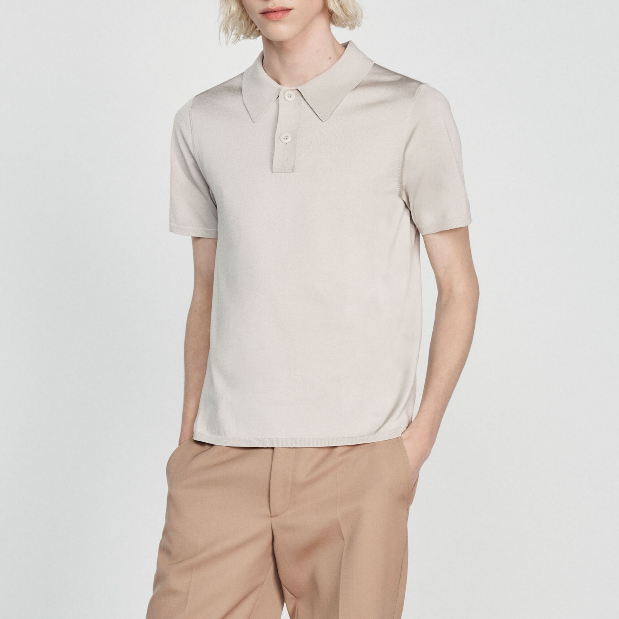 Short-sleeve knitted polo shirt