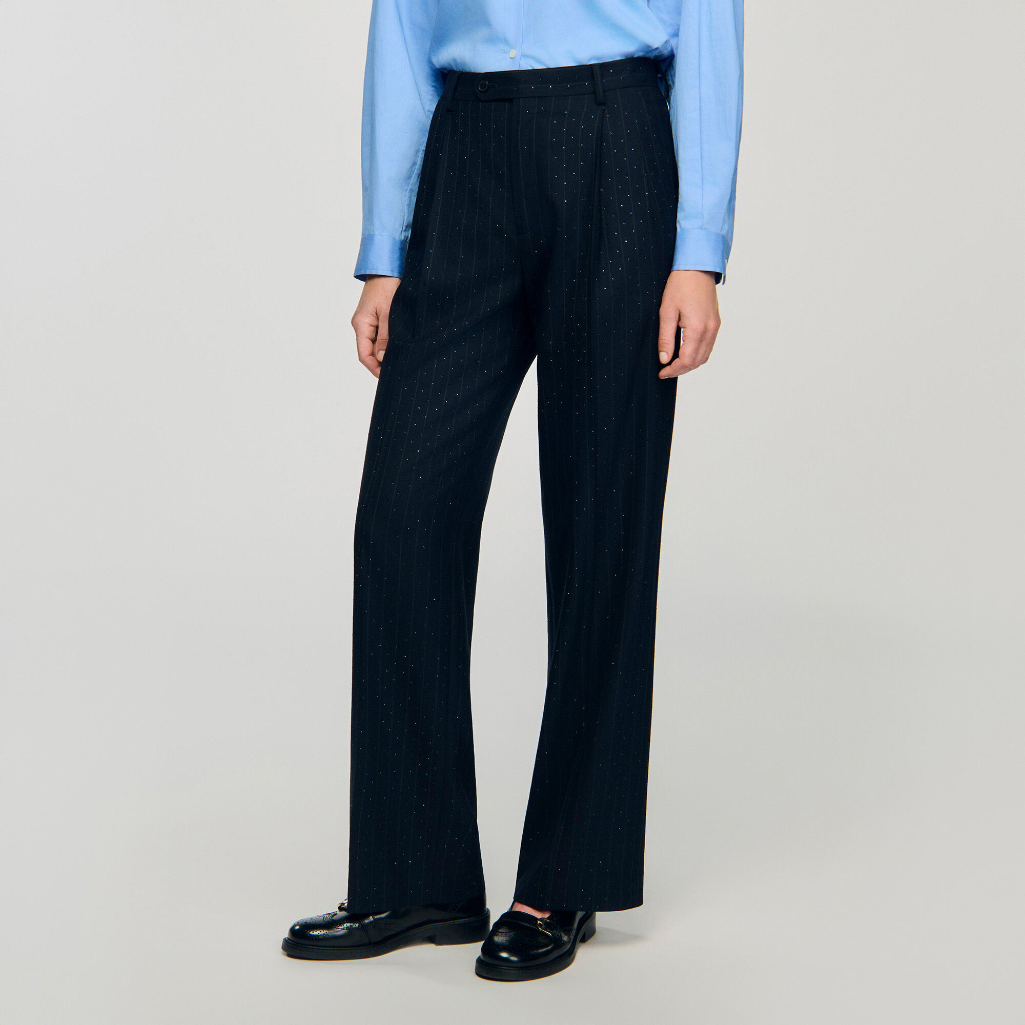 Rhinestone striped trousers